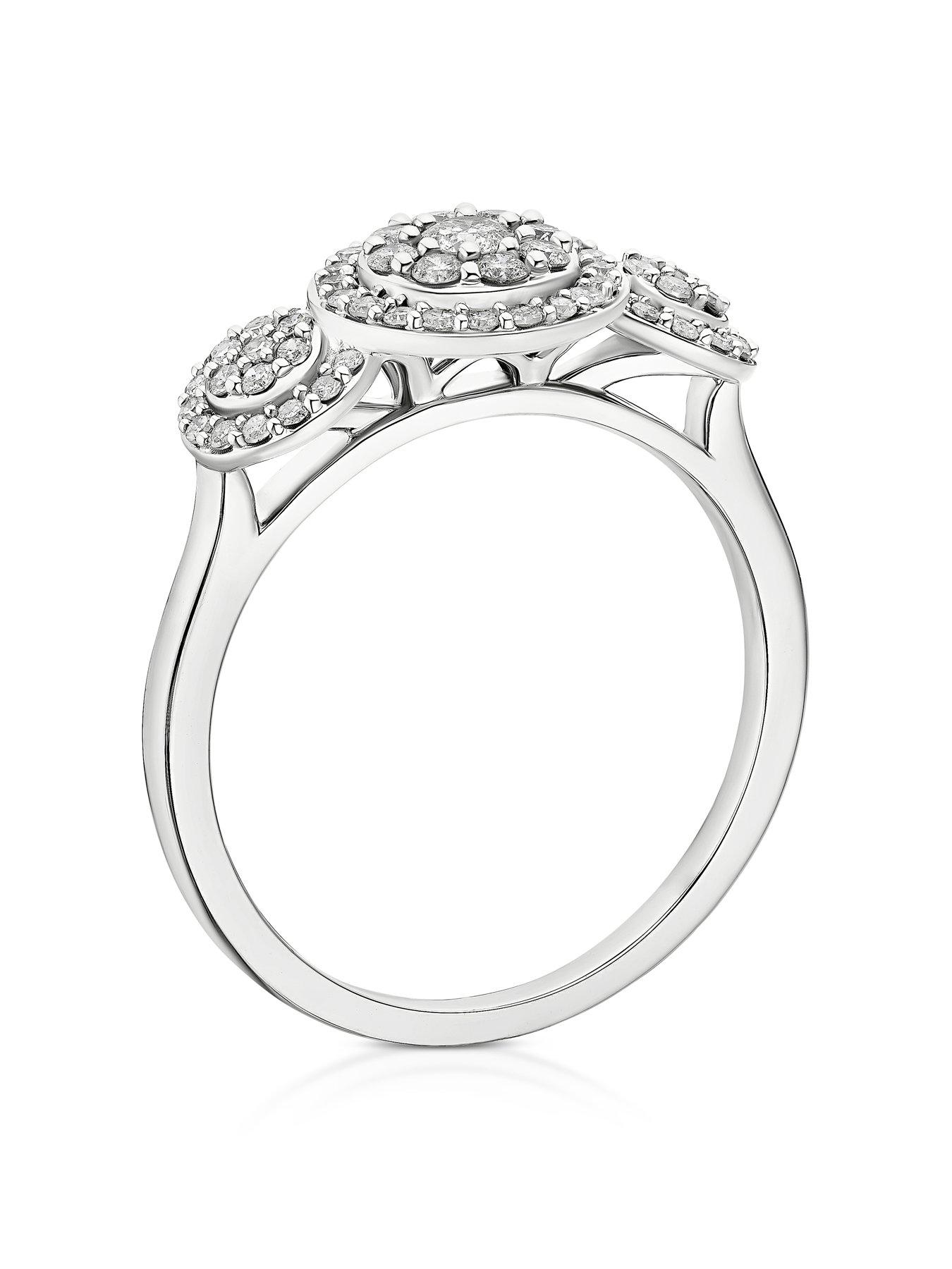  image of h-samuel-9ct-round-trilogy-halo-cluster-040ct-diamond-ring-white-gold