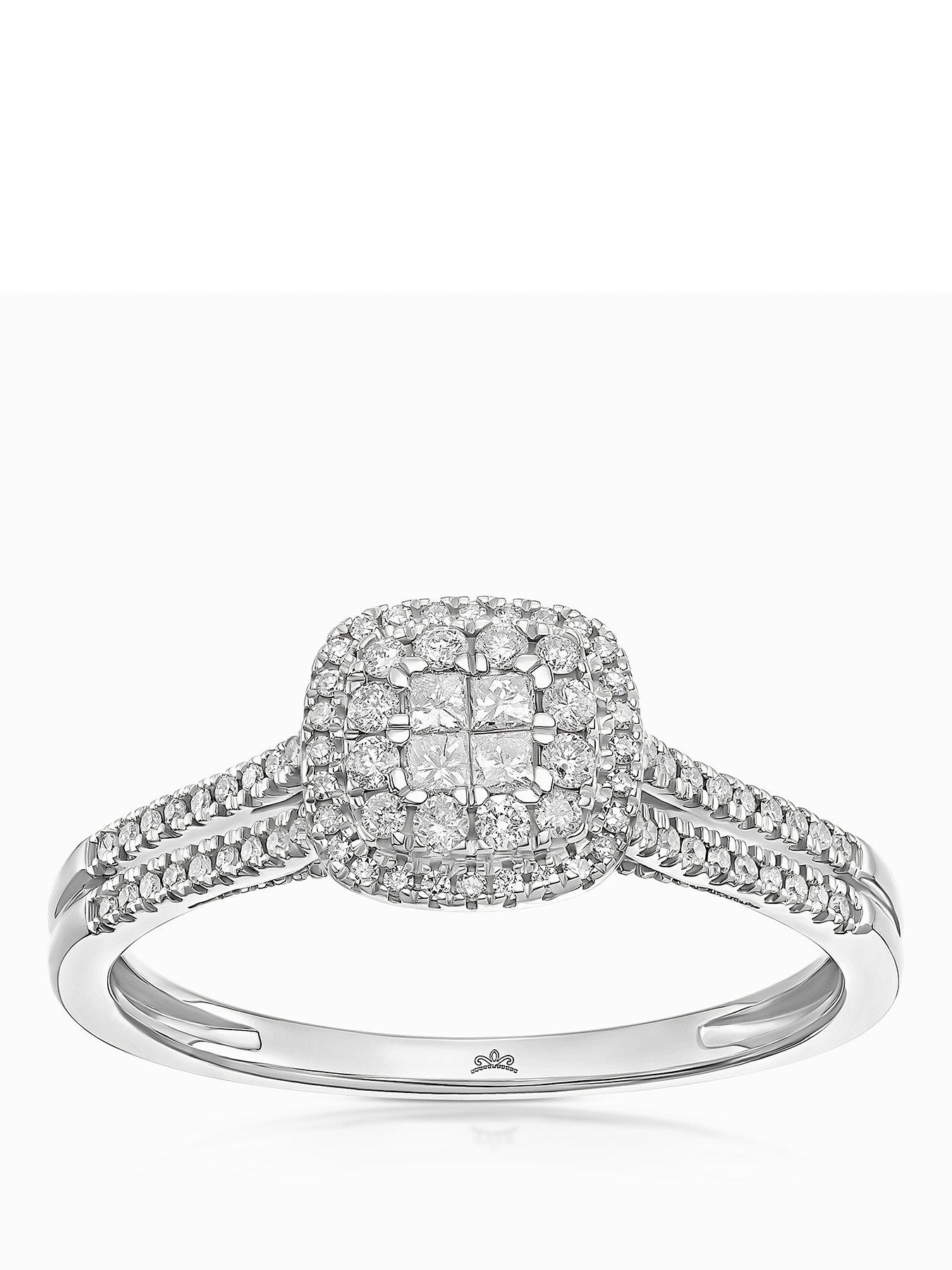 front image of h-samuel-9ct-princessa-cushion-cluster-025ct-diamond-ring-white-gold