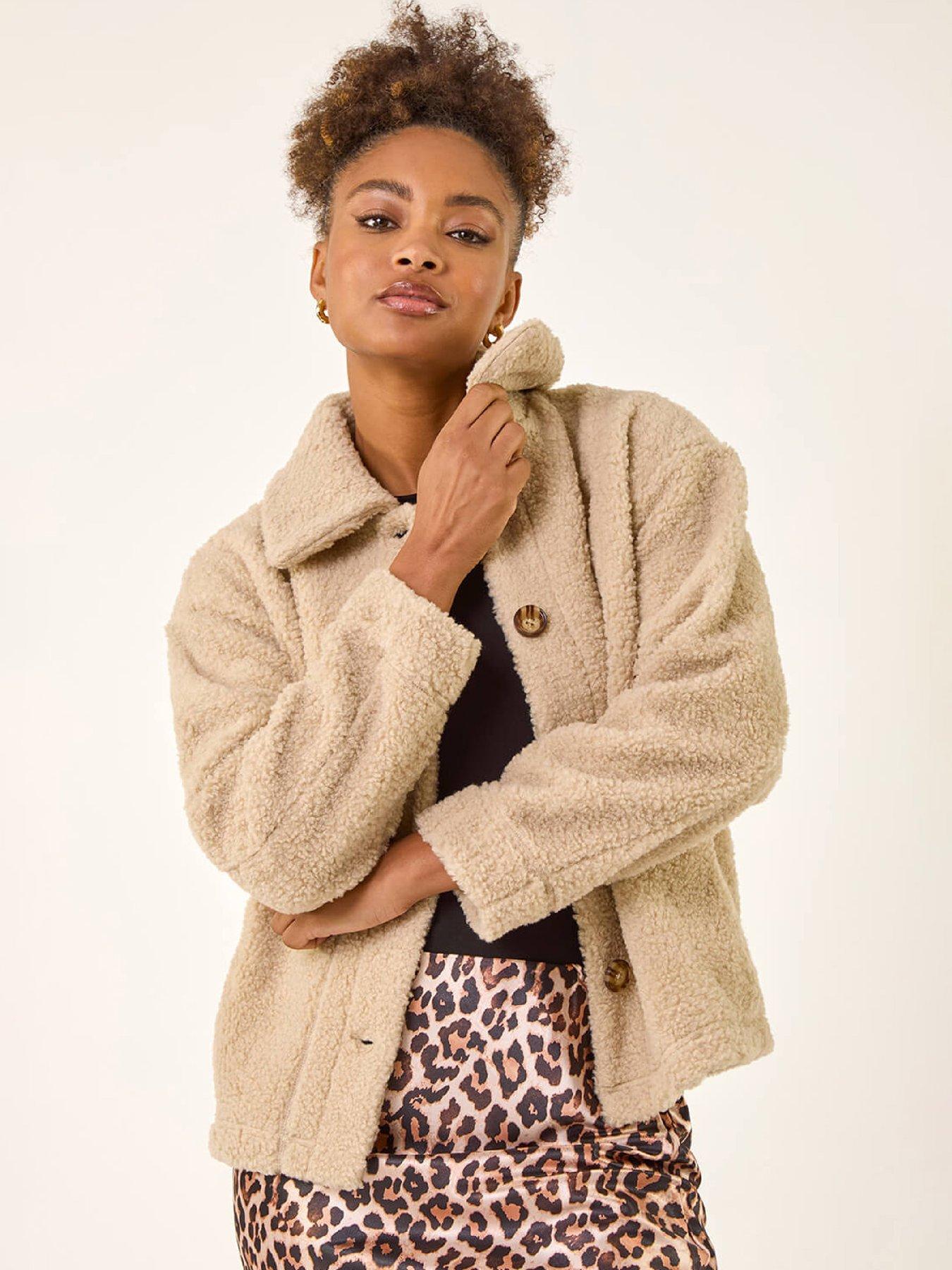 Image 1 of 5 of Roman Collared Borg Fleece Jacket - Natural