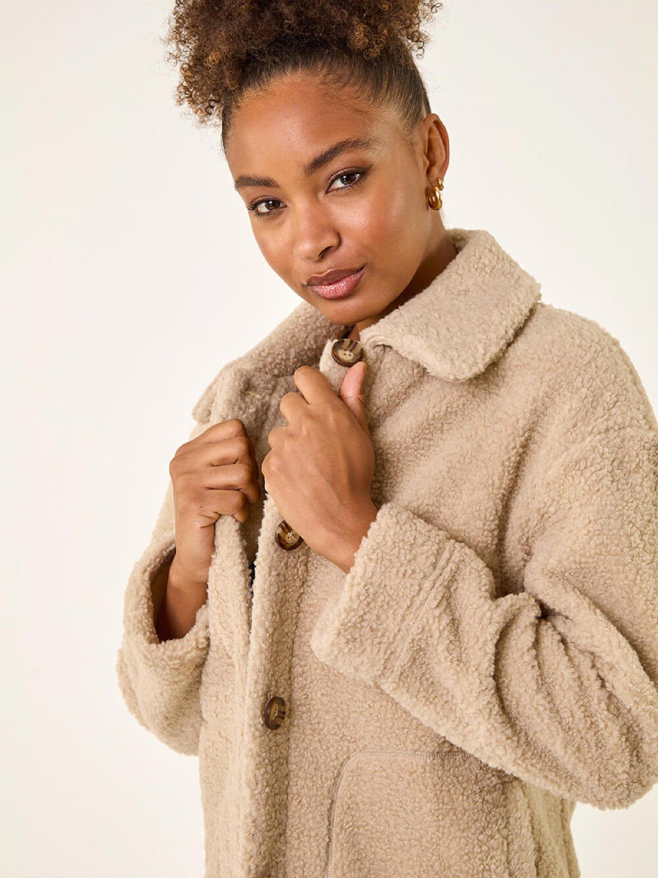 Image 5 of 5 of Roman Collared Borg Fleece Jacket - Natural