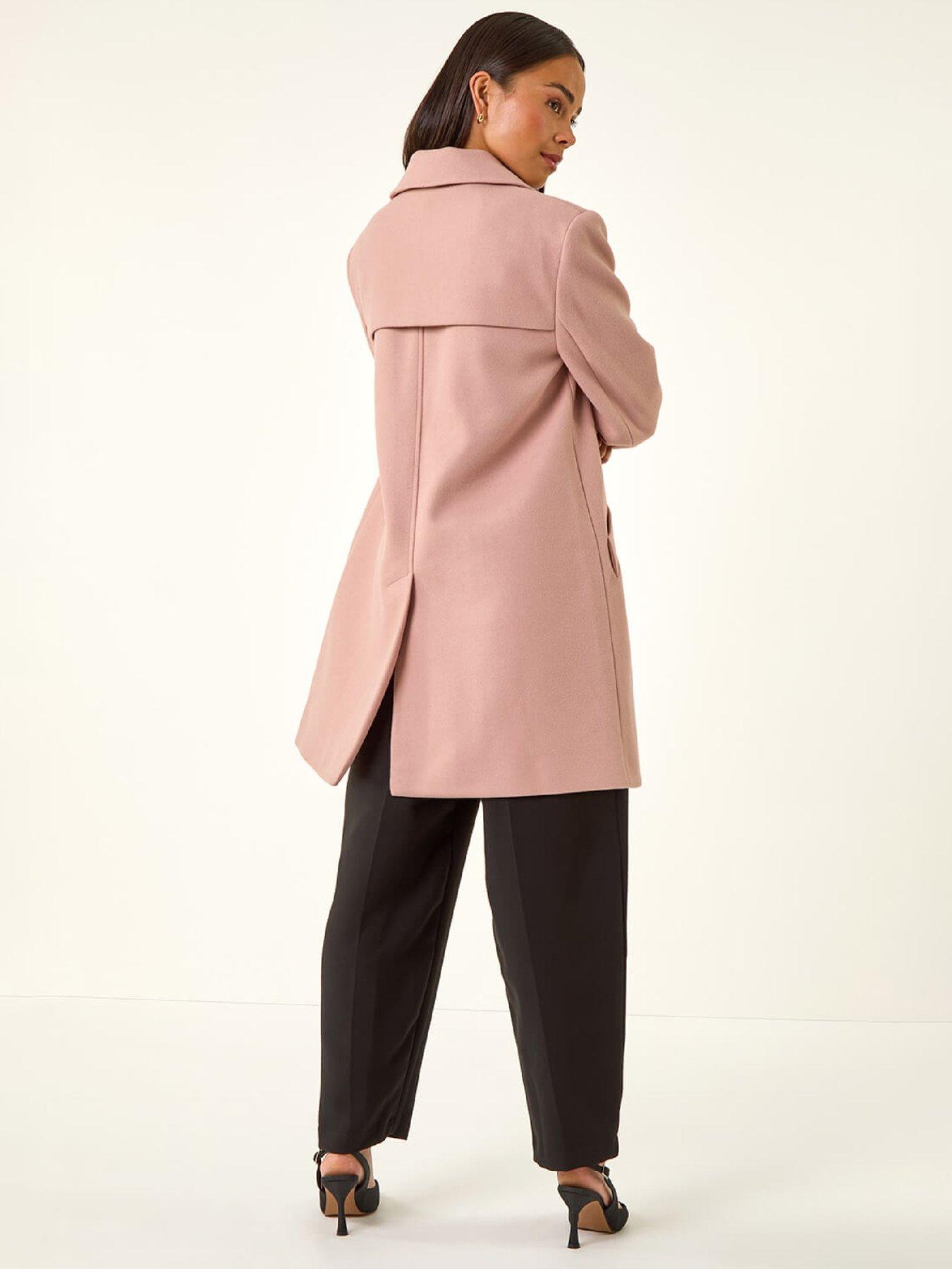 stillFront image of roman-petite-double-breasted-collared-peacoat-light-pink