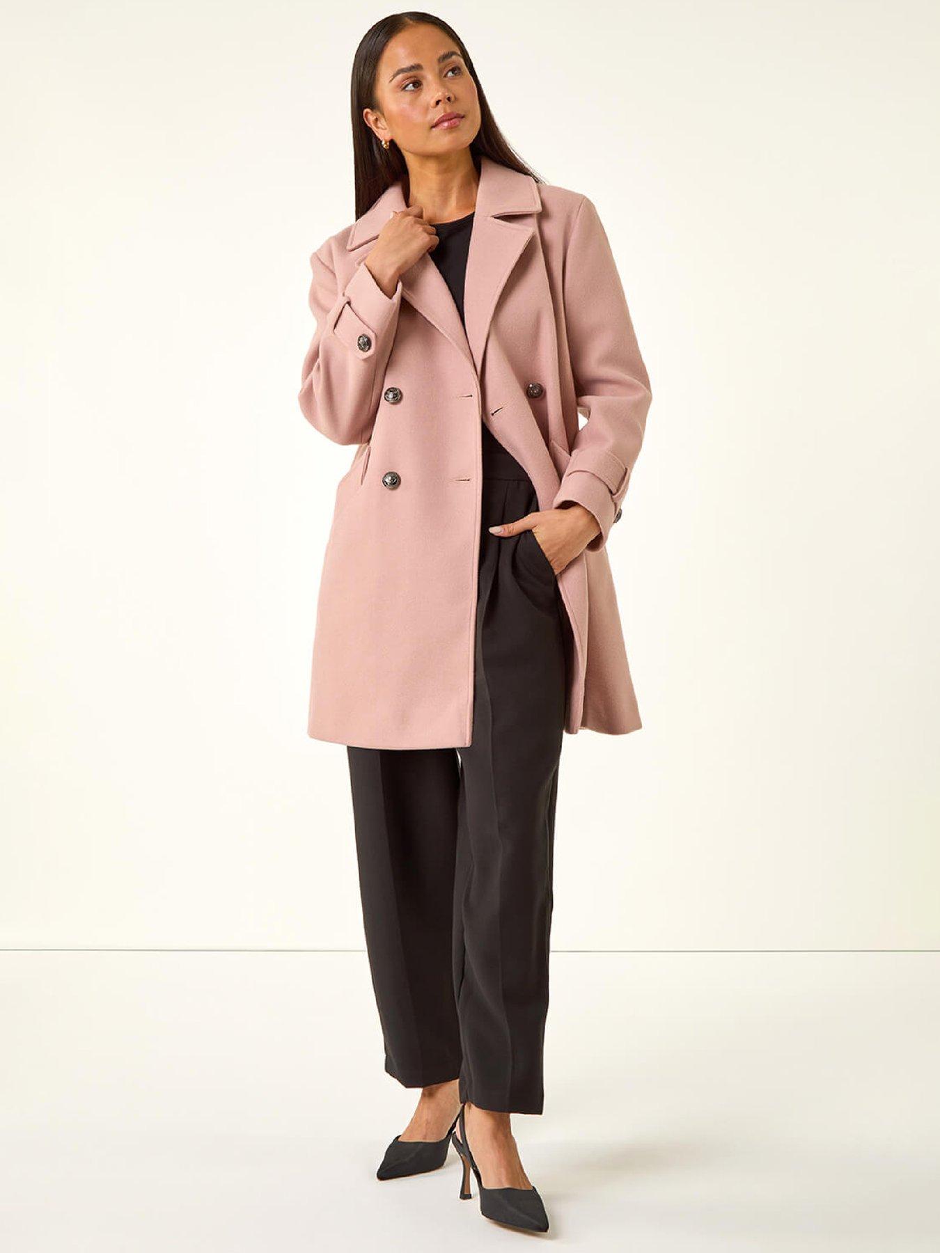  image of roman-petite-double-breasted-collared-peacoat-light-pink