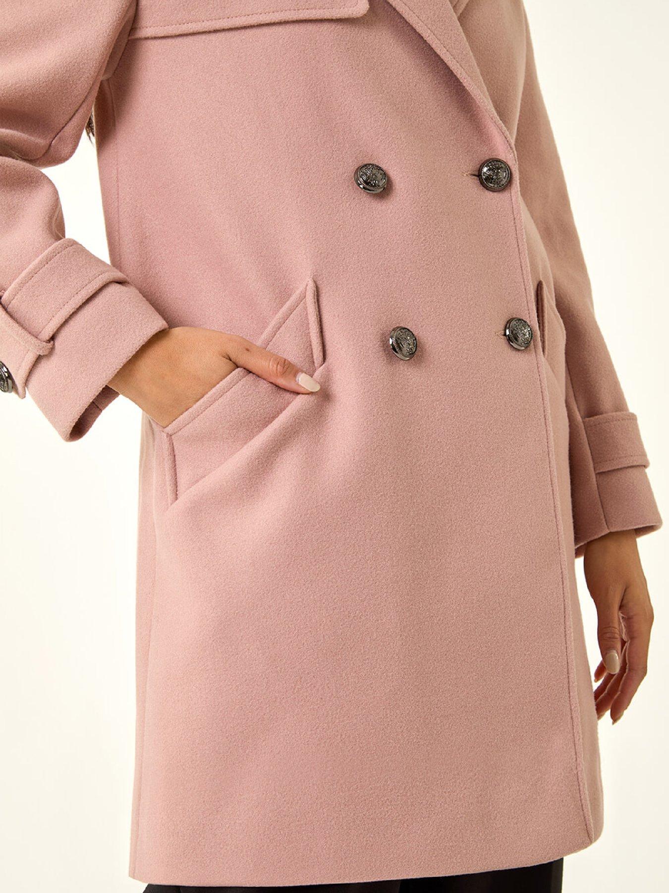  image of roman-petite-double-breasted-collared-peacoat-light-pink