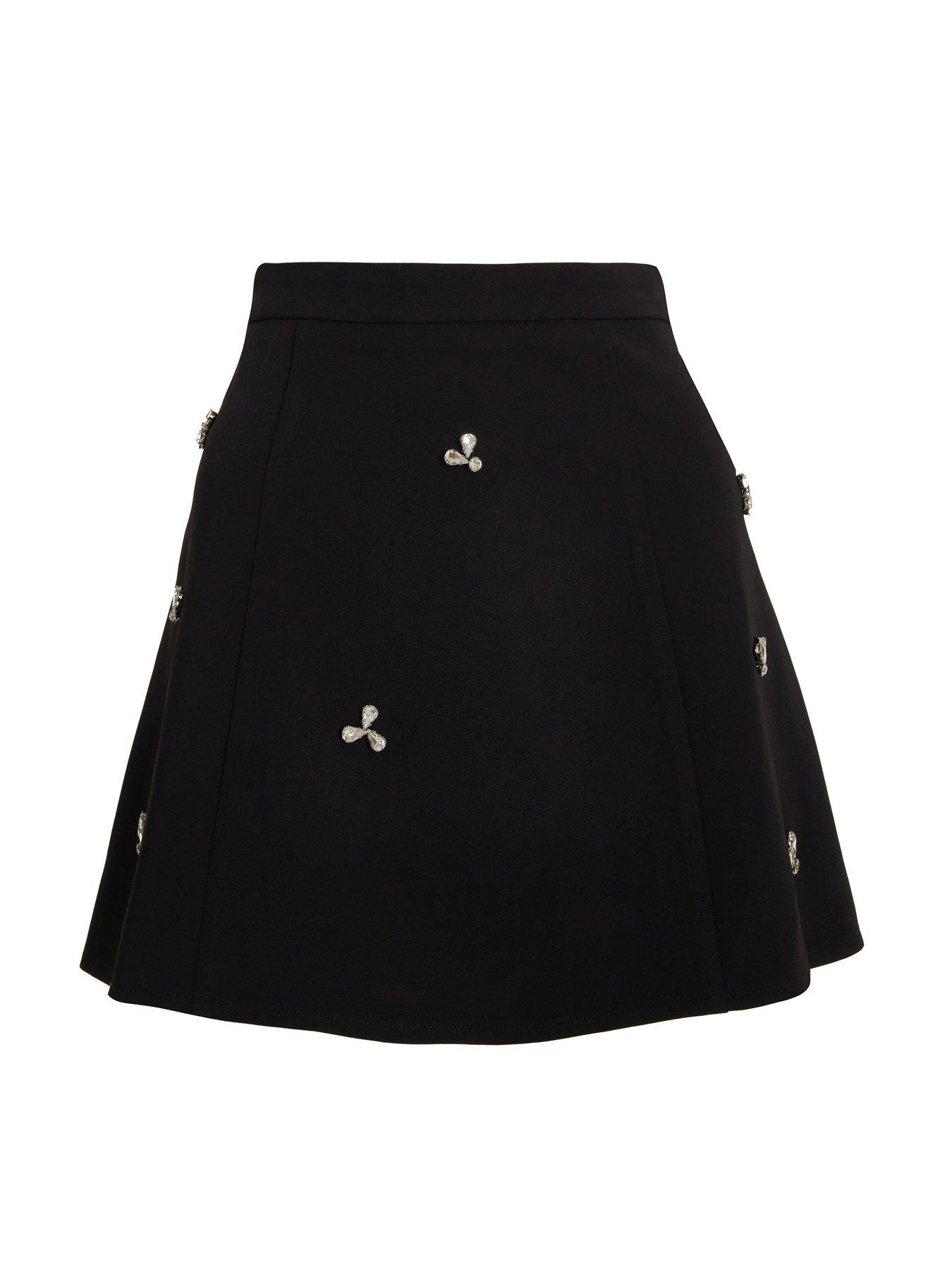 image of quiz-black-embellished-a-line-skirt