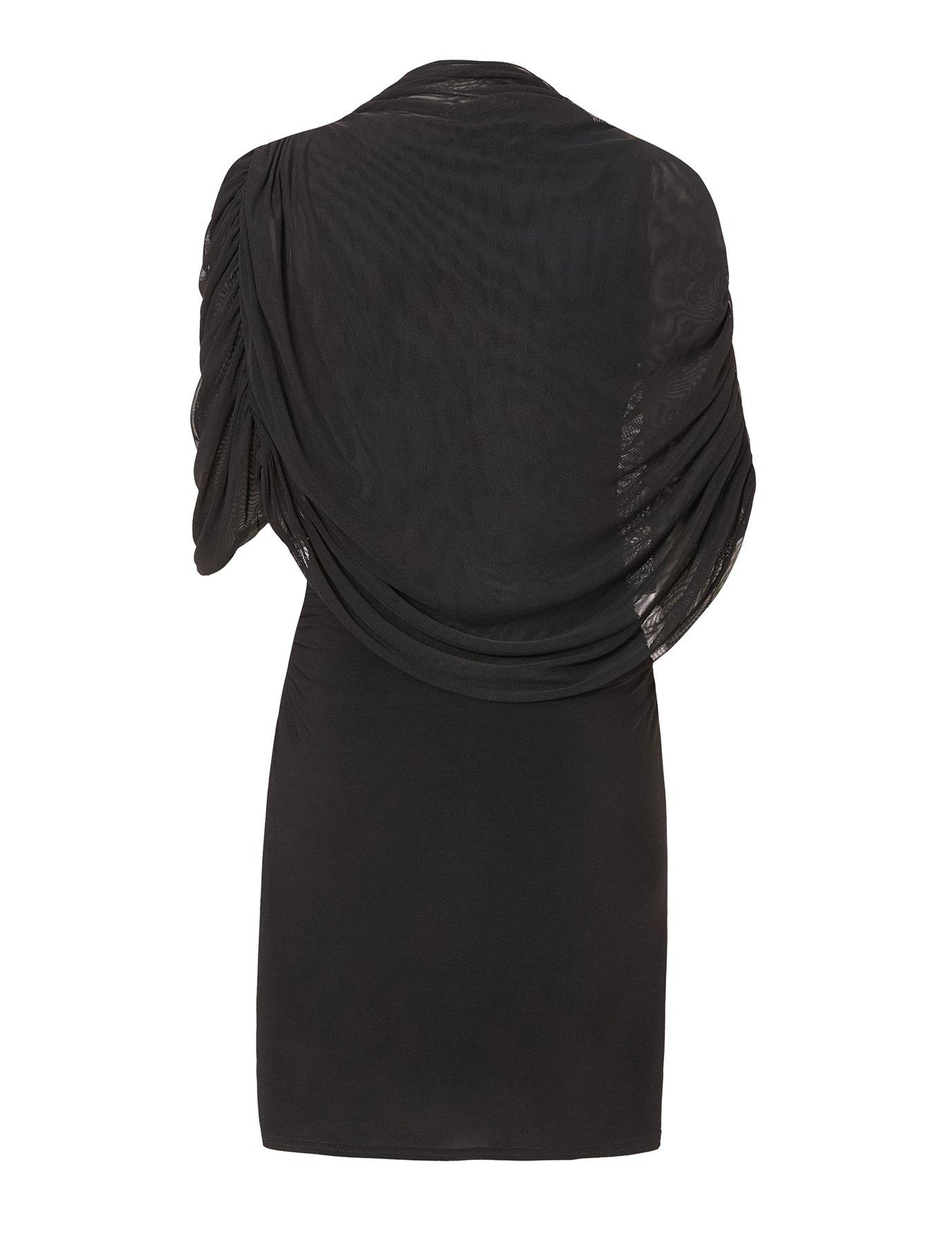  image of quiz-black-mesh-cape-mini-dress
