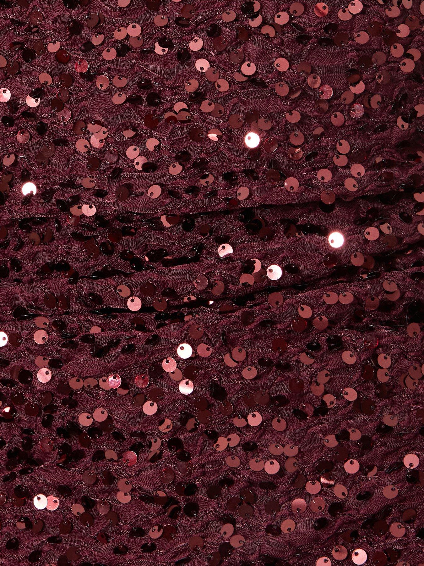  image of quiz-dark-red-sequin-bow-mini-dress