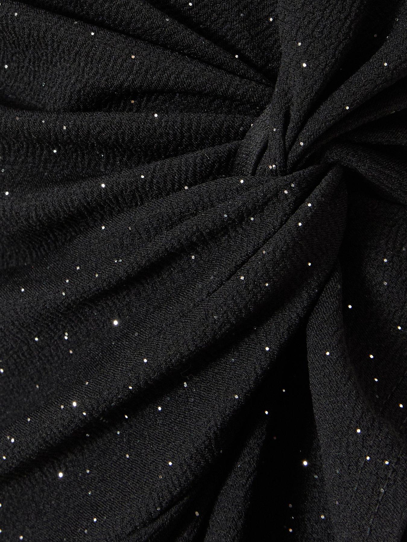 Image 6 of 6 of Quiz Black Glitter Twist Front Top