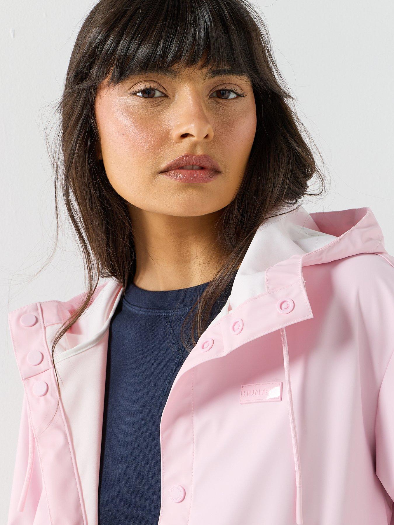  image of hunter-izzy-pu-hooded-jacket-parfait-pink