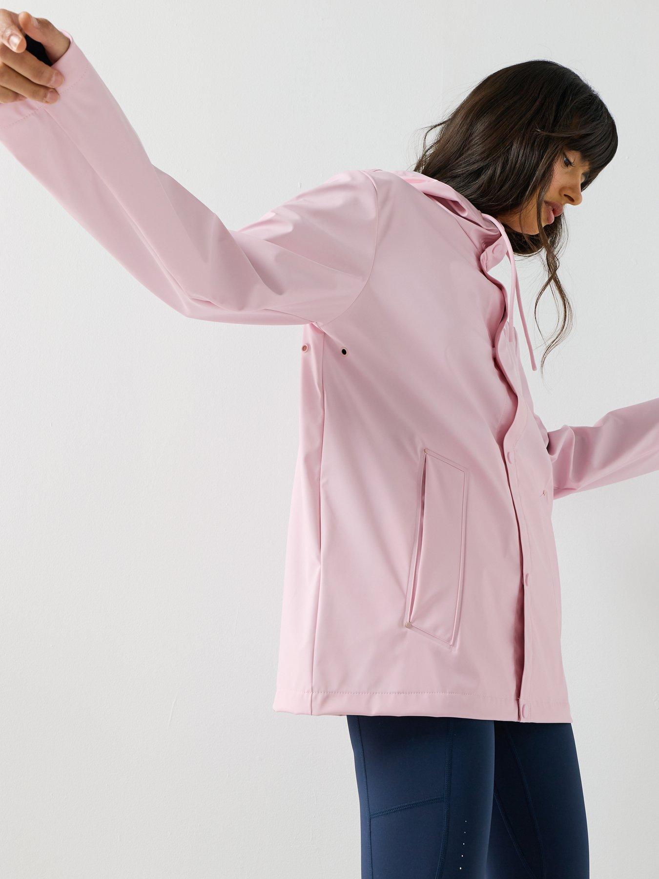  image of hunter-izzy-pu-hooded-jacket-parfait-pink