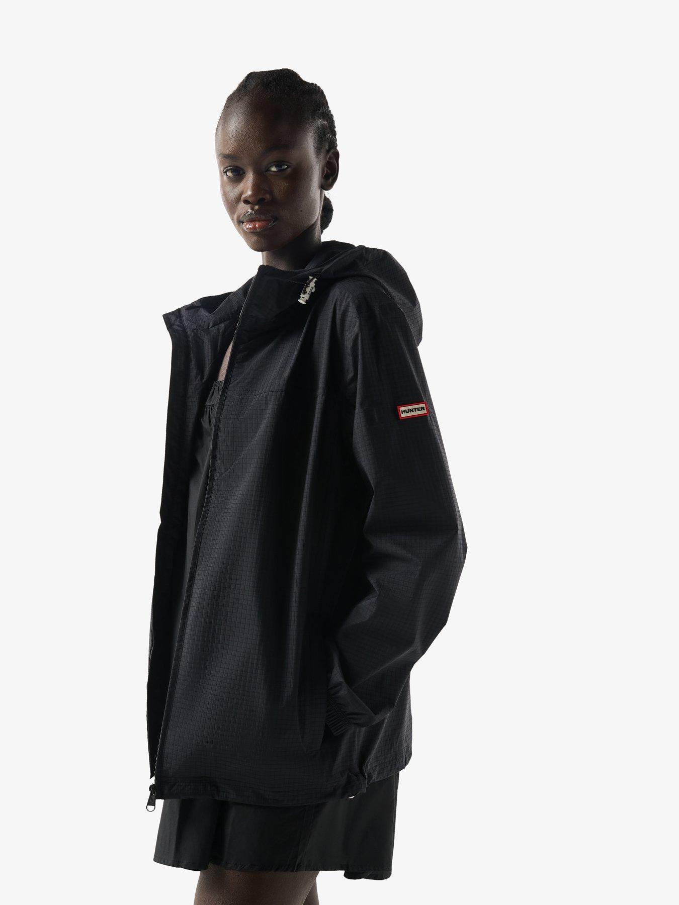  image of hunter-packable-rain-jacket-black