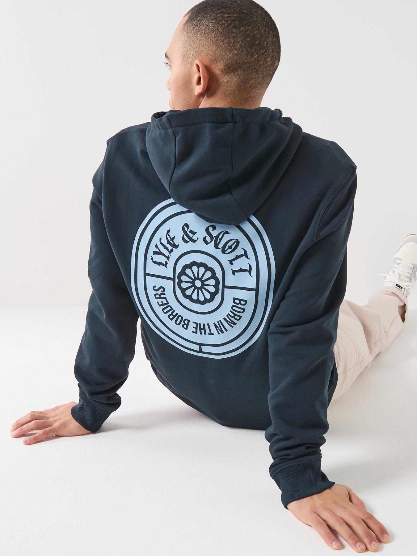 Lyle & Scott Borders Label Graphic Hoodie - Navy
