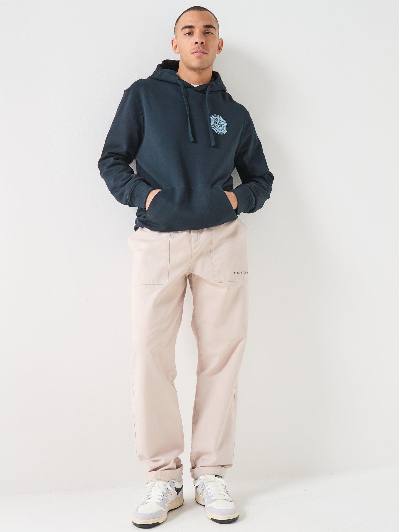  image of lyle-scott-borders-label-graphic-hoodie-navy