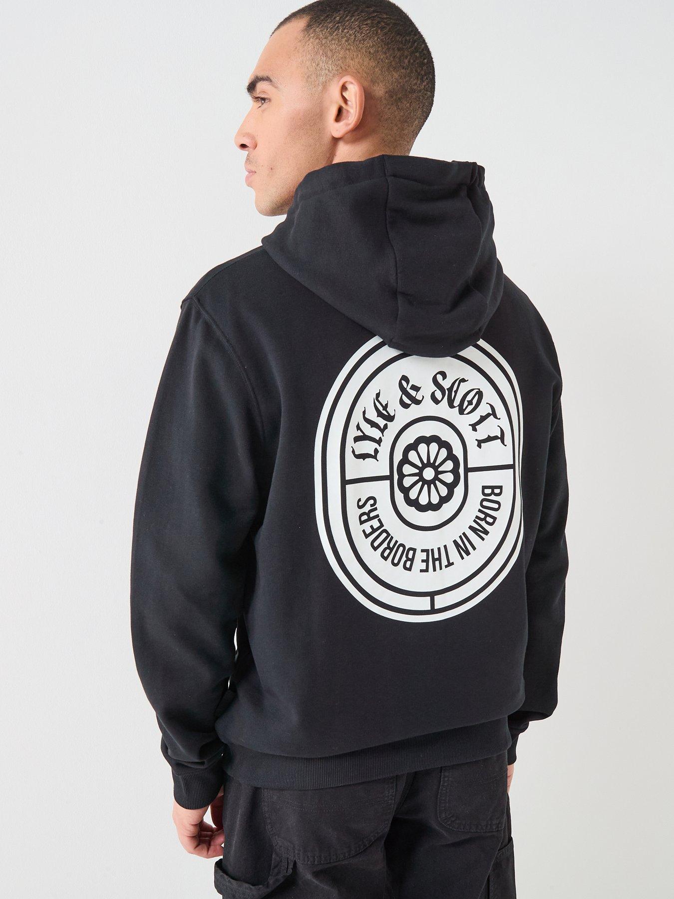 Image 1 of 6 of Lyle & Scott Borders Label Graphic Hoodie - Black