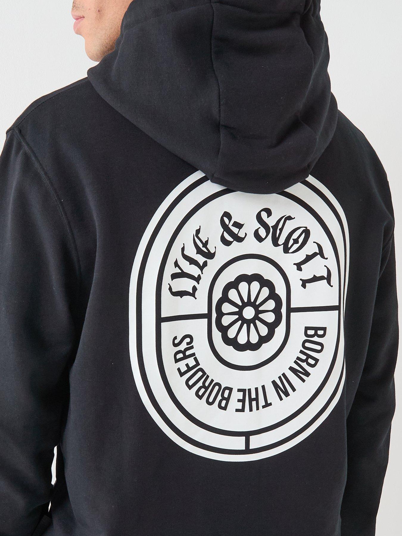 Image 4 of 6 of Lyle & Scott Borders Label Graphic Hoodie - Black