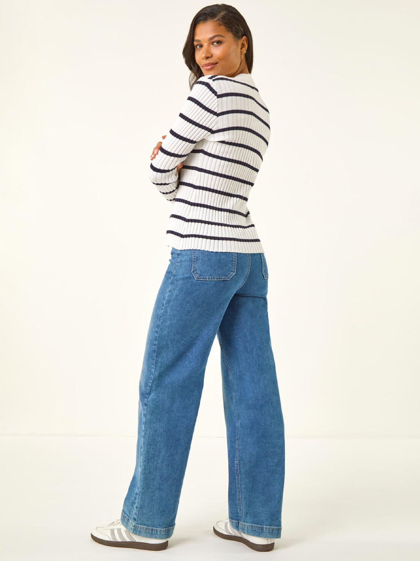 Image 2 of 5 of Roman Cable Split Detail Rib Jumper - White