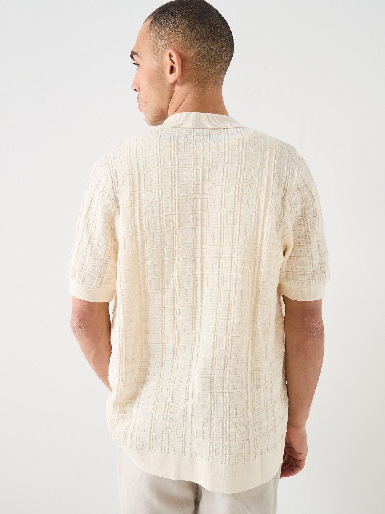 Image 2 of 5 of Lyle & Scott Jacquard Check Knitted Resort Shirt - Beige