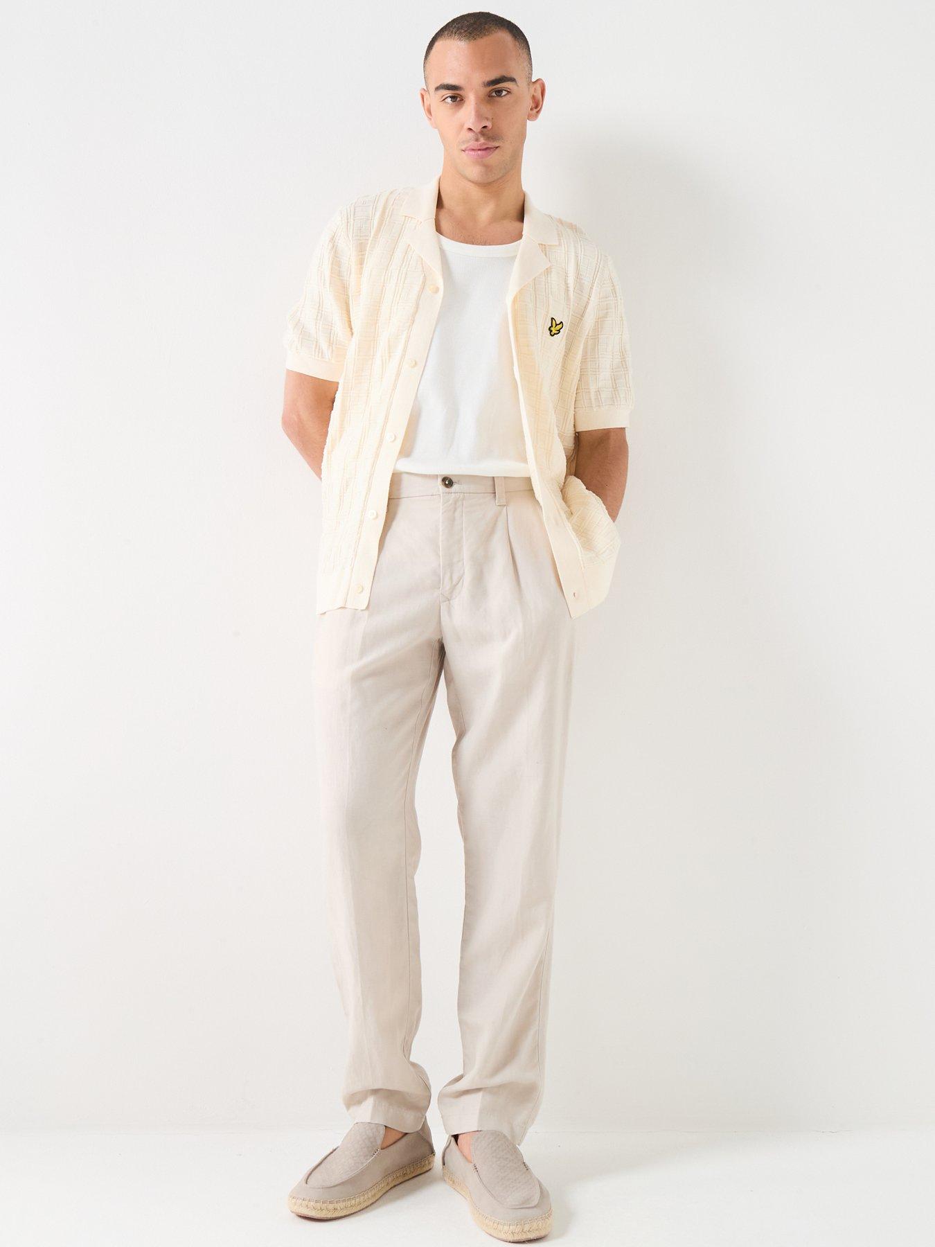Image 3 of 5 of Lyle & Scott Jacquard Check Knitted Resort Shirt - Beige