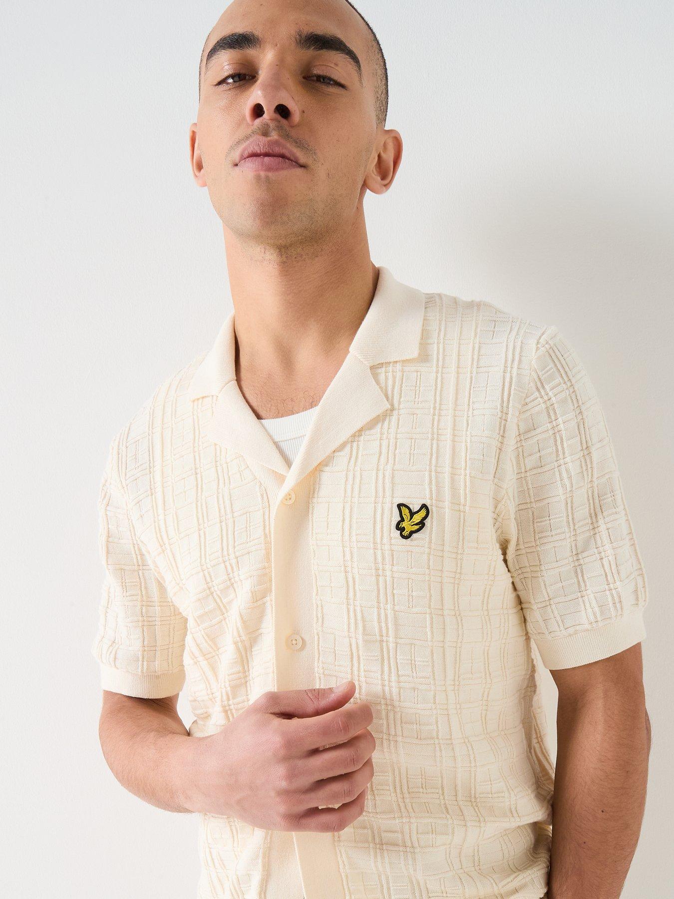 Image 4 of 5 of Lyle & Scott Jacquard Check Knitted Resort Shirt - Beige
