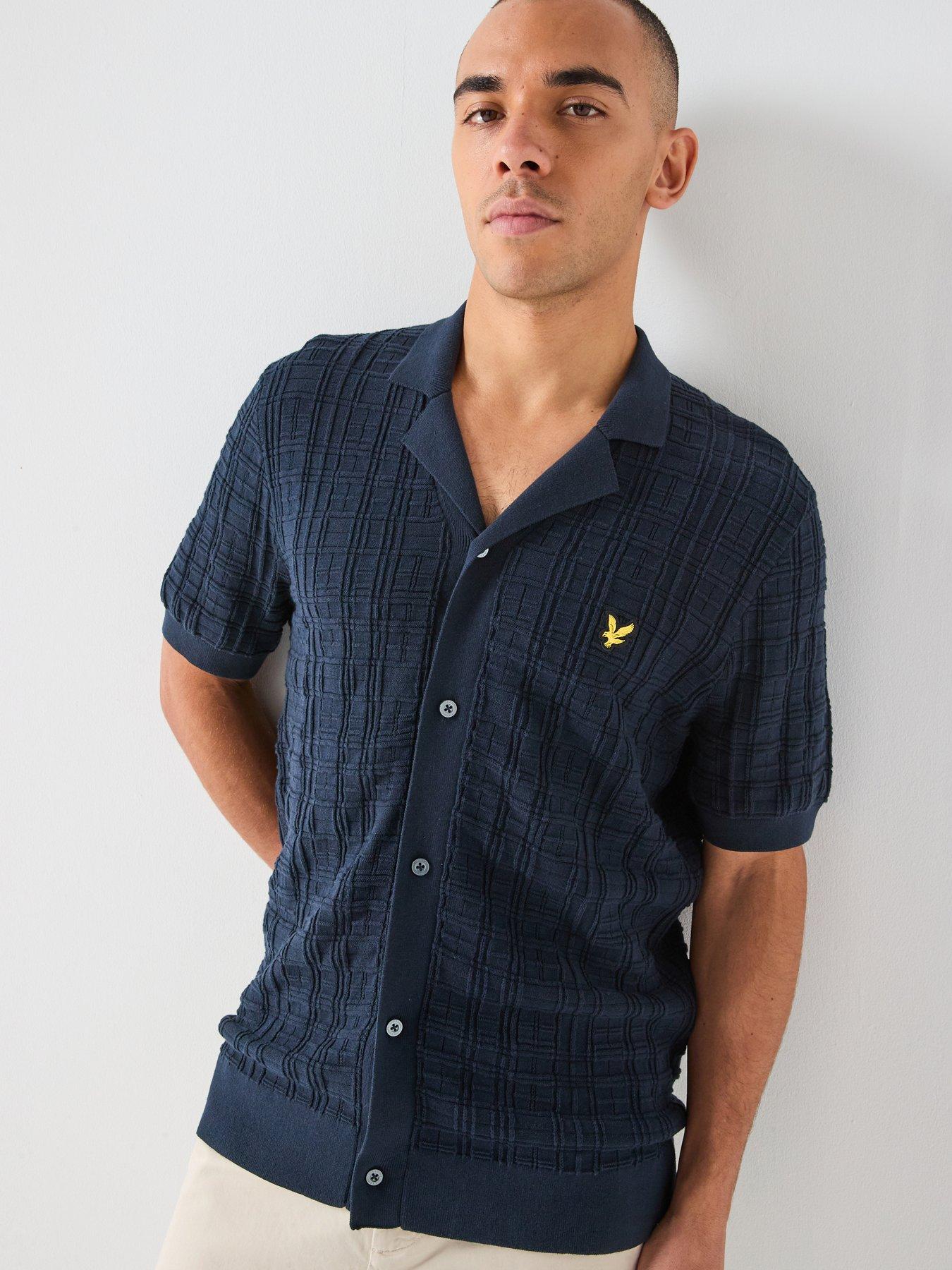 Lyle & Scott Jacquard Check Knitted Resort Shirt - Navy