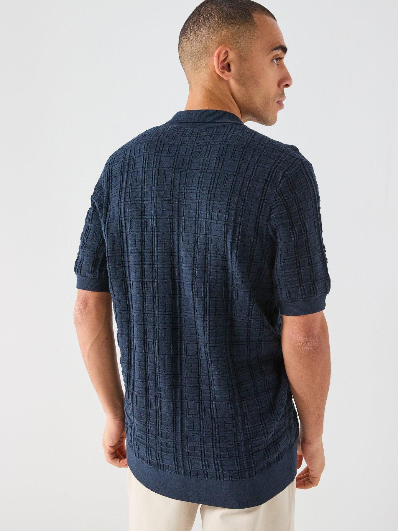 Image 2 of 5 of Lyle & Scott Jacquard Check Knitted Resort Shirt - Navy