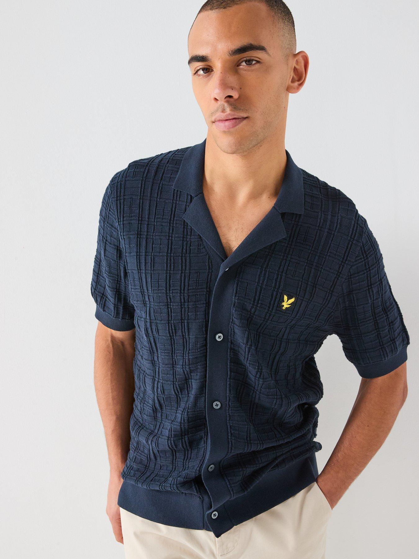 Image 5 of 5 of Lyle & Scott Jacquard Check Knitted Resort Shirt - Navy