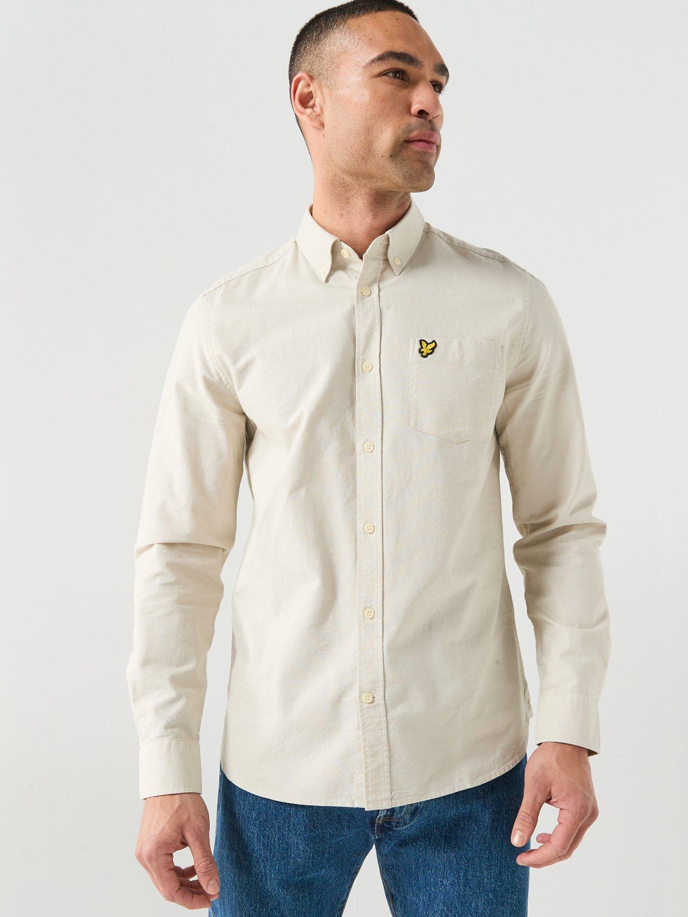  image of lyle-scott-plain-oxford-shirt-beige
