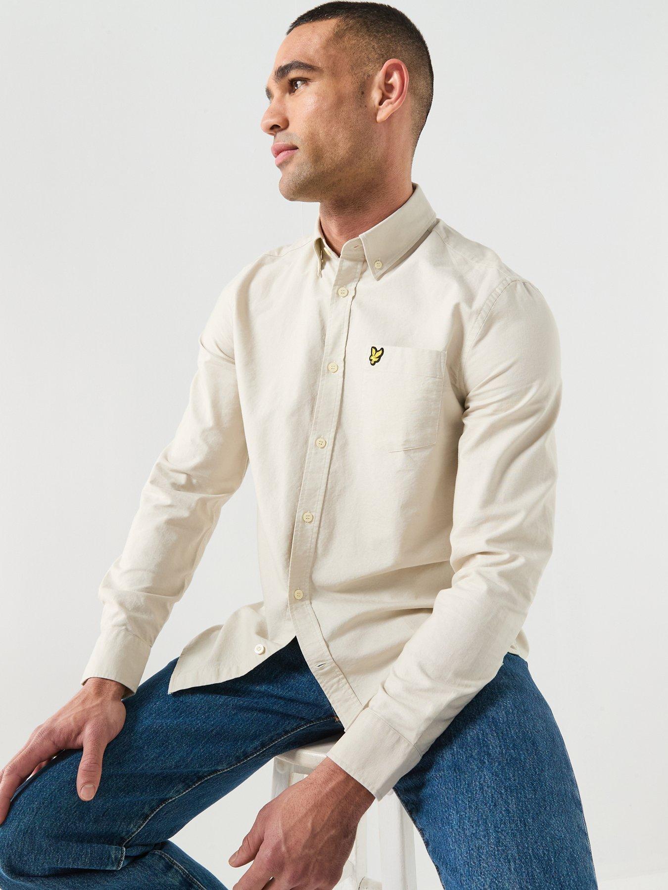  image of lyle-scott-plain-oxford-shirt-beige