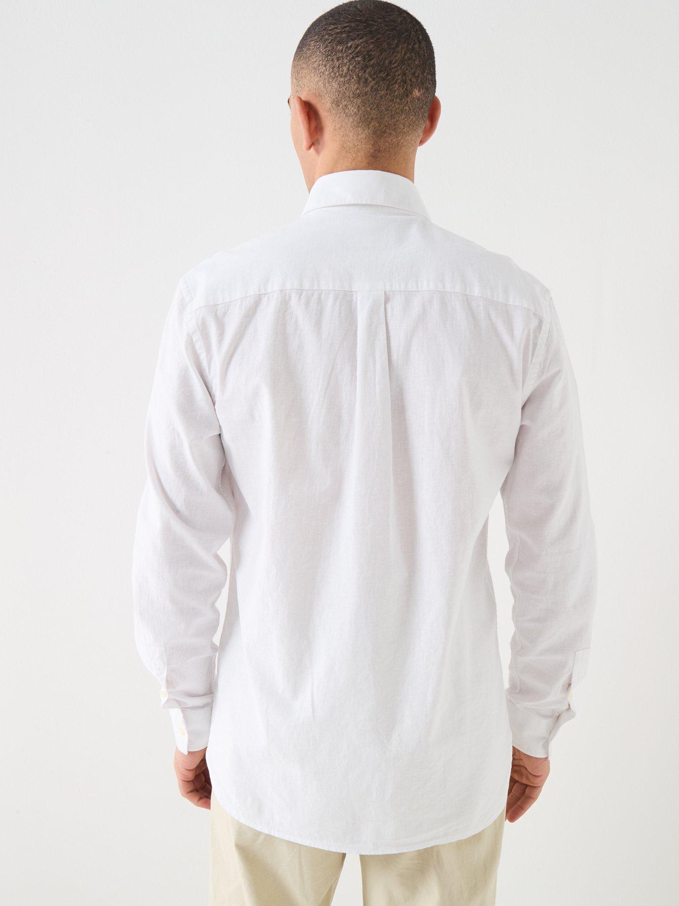 Image 2 of 6 of Lyle & Scott Linen Blend Oxford Shirt - White