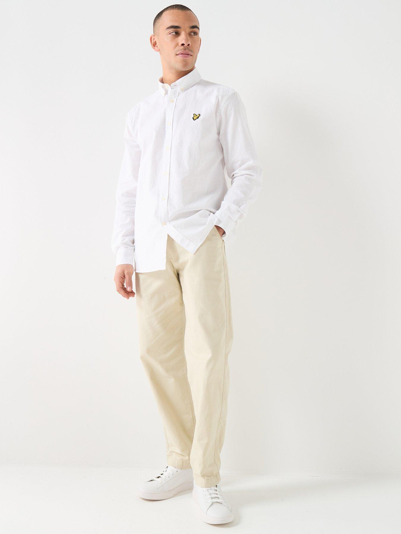 Image 3 of 6 of Lyle & Scott Linen Blend Oxford Shirt - White