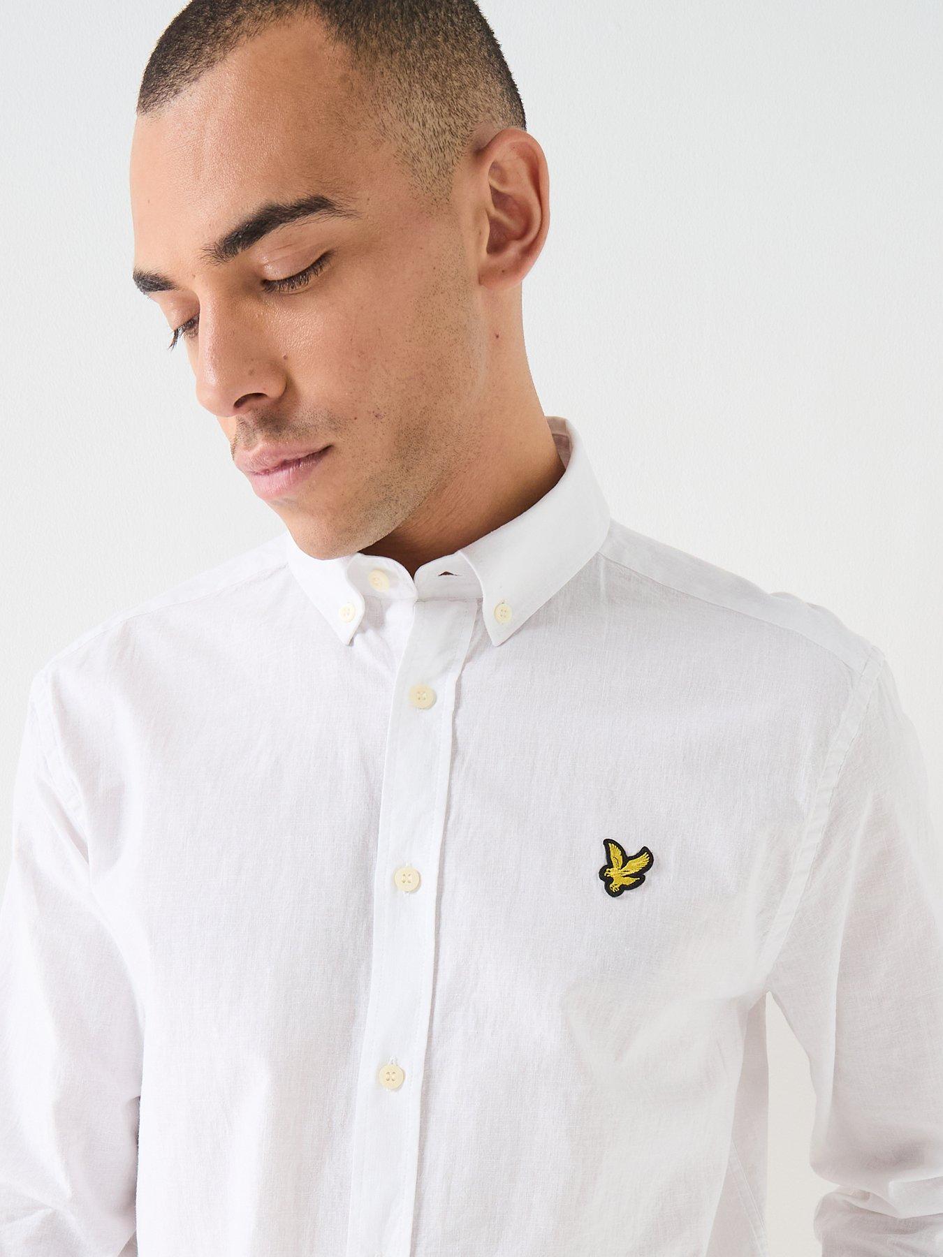 Image 4 of 6 of Lyle & Scott Linen Blend Oxford Shirt - White