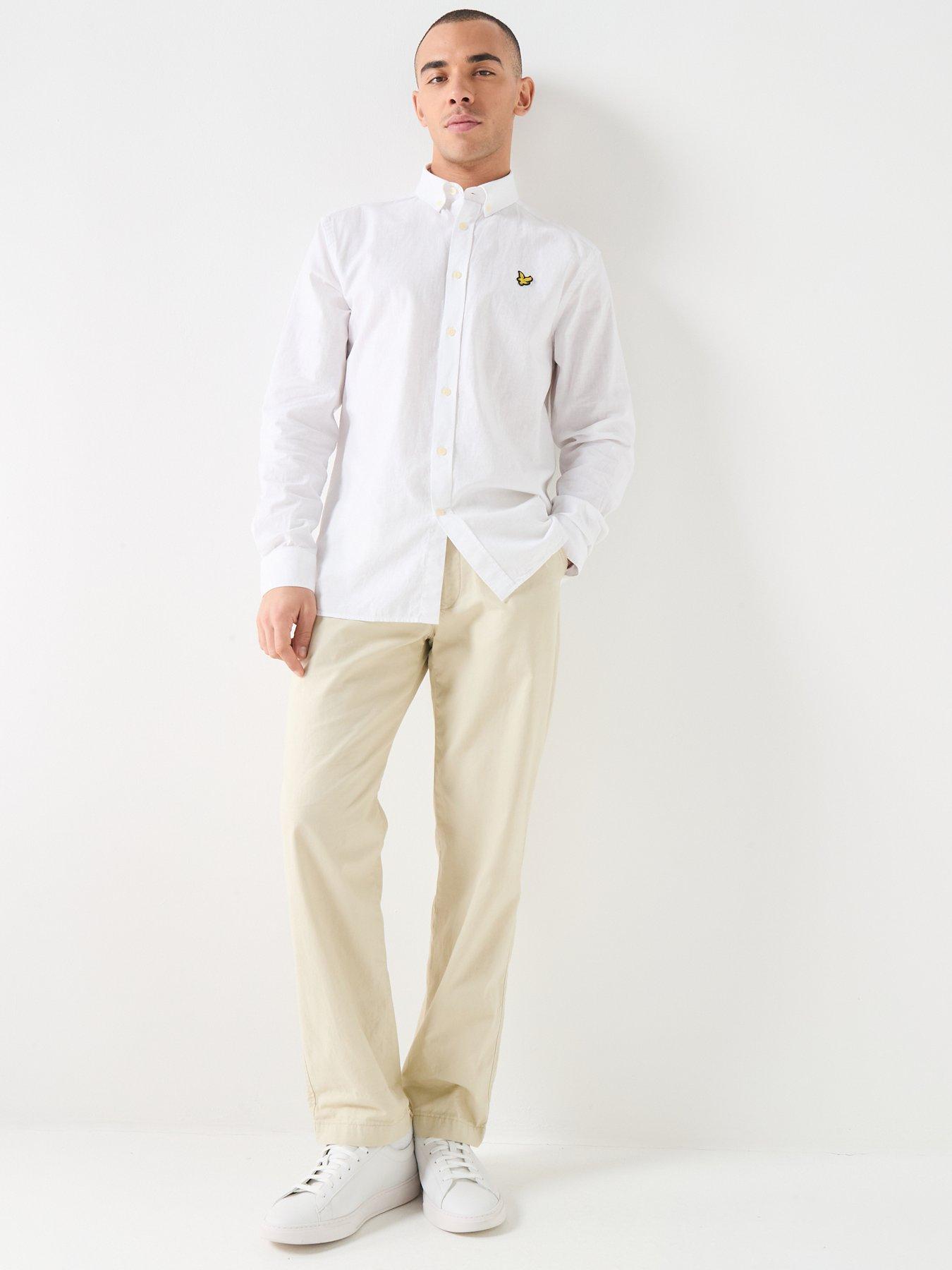 Image 5 of 6 of Lyle & Scott Linen Blend Oxford Shirt - White