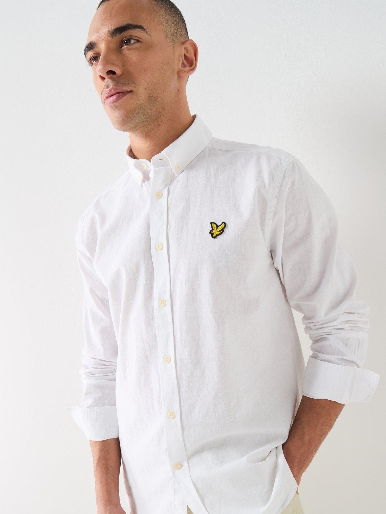 Image 6 of 6 of Lyle & Scott Linen Blend Oxford Shirt - White