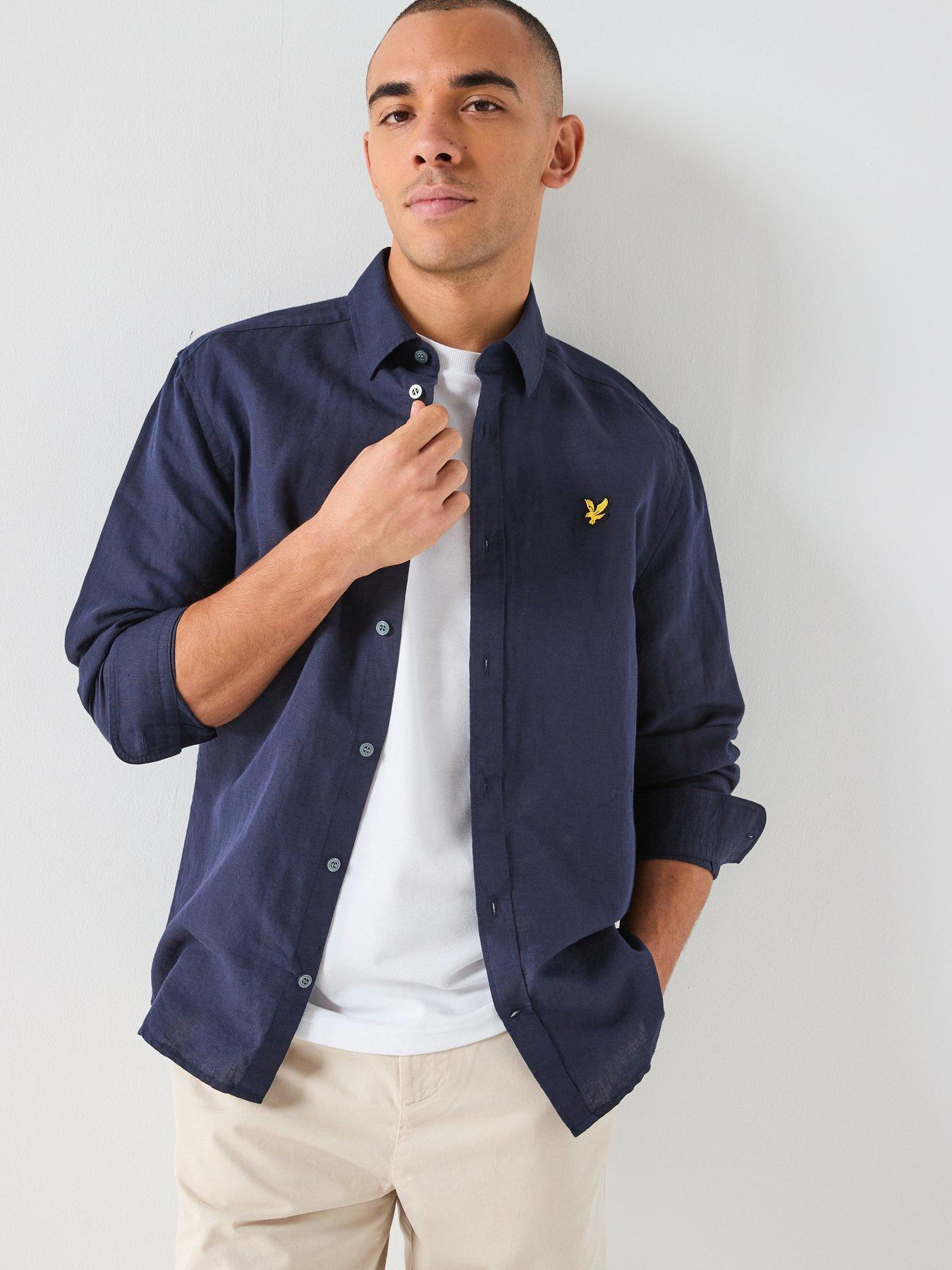 Lyle & Scott Long Sleeve Linen Blend Shirt - Navy