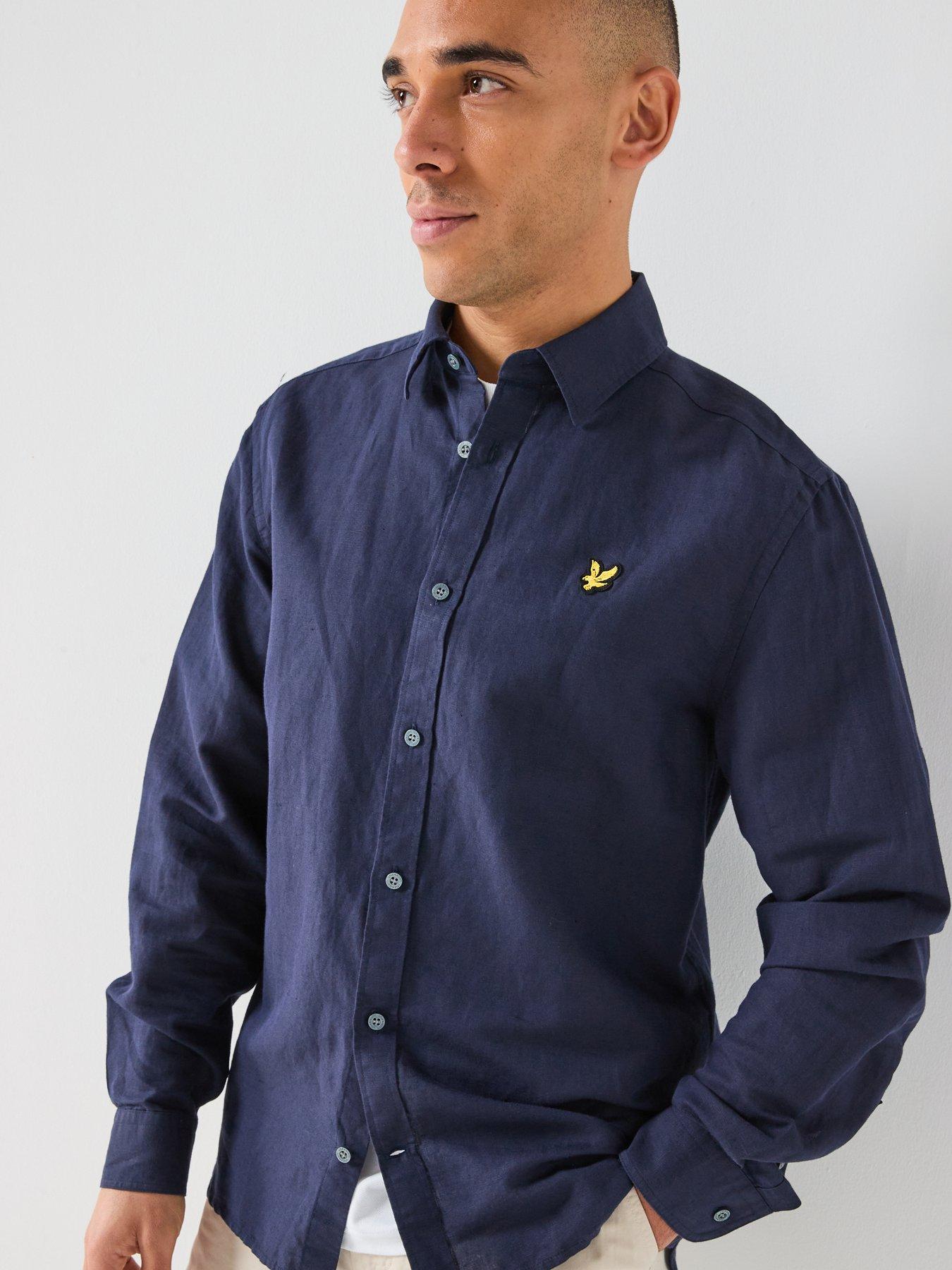 Image 5 of 5 of Lyle & Scott Long Sleeve Linen Blend Shirt - Navy