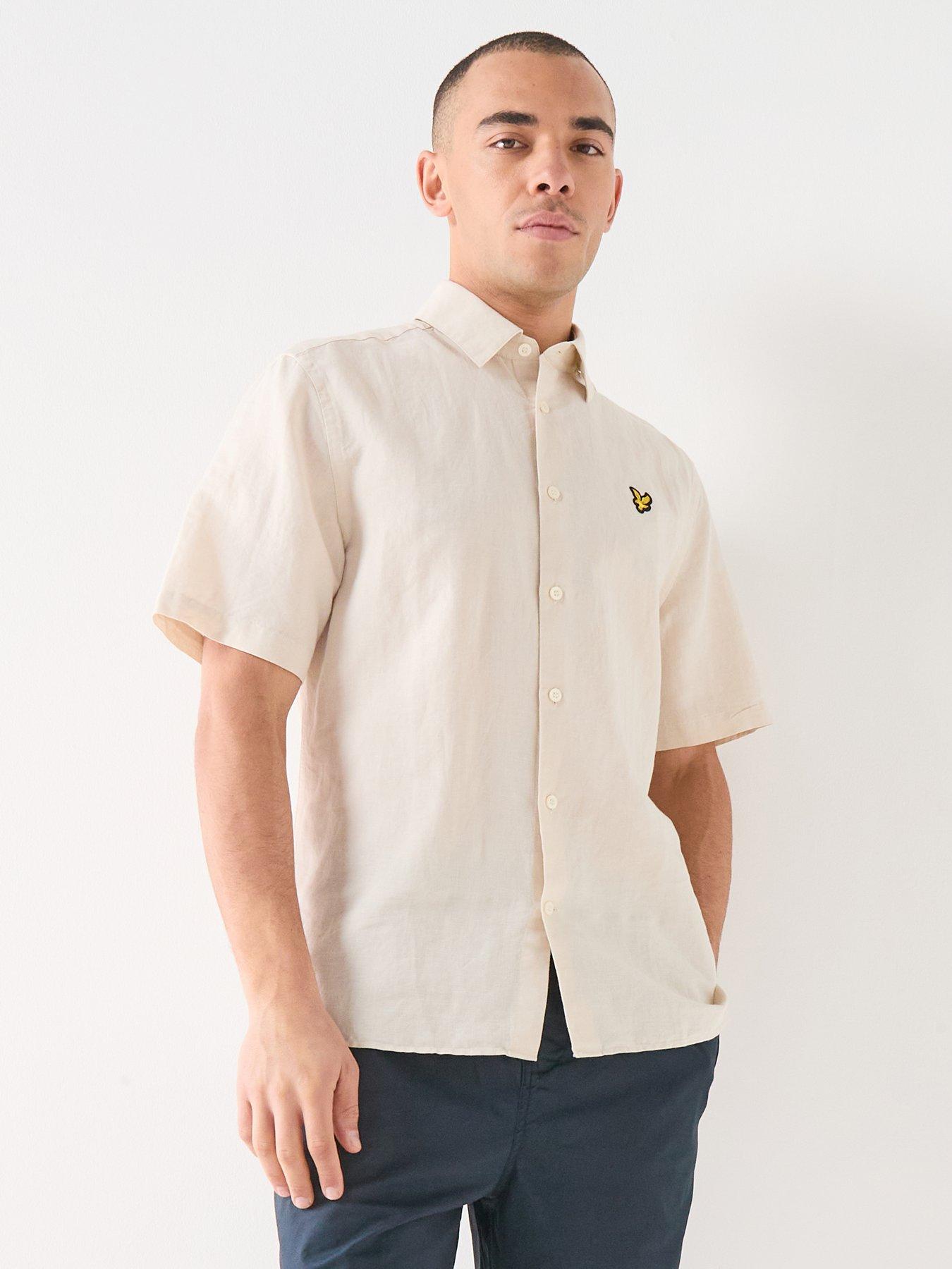 Lyle & Scott Short Sleeve Linen Blend Shirt - Beige