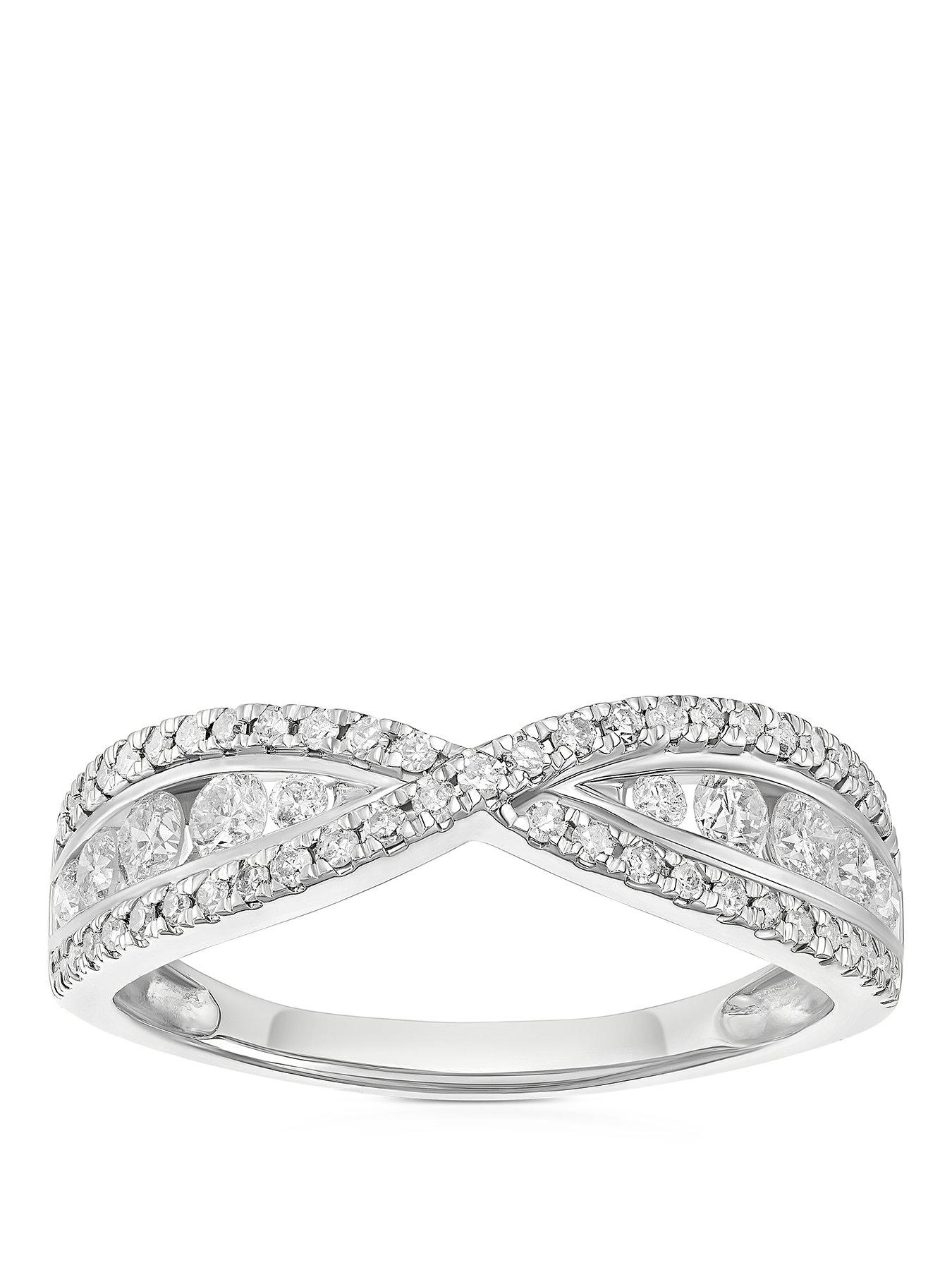 Image 1 of 3 of Ernest Jones Engagement Ring Crossover 0.50Ct Diamond Ring - Platinum