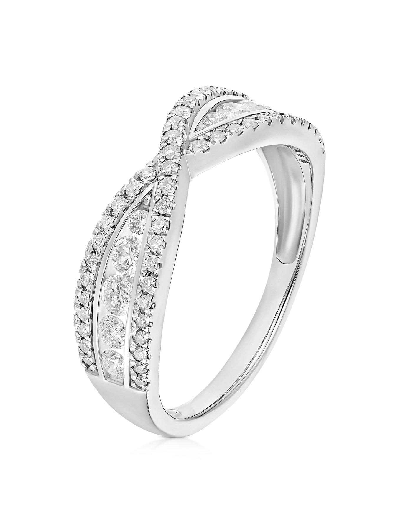 Image 2 of 3 of Ernest Jones Engagement Ring Crossover 0.50Ct Diamond Ring - Platinum