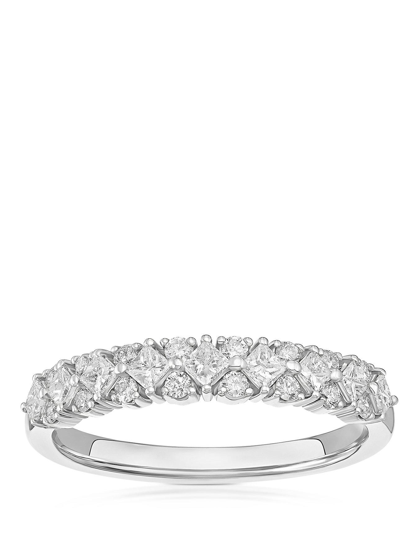 Ernest Jones Platinum Princess & Round Eternity 0.50ct Diamond Ring