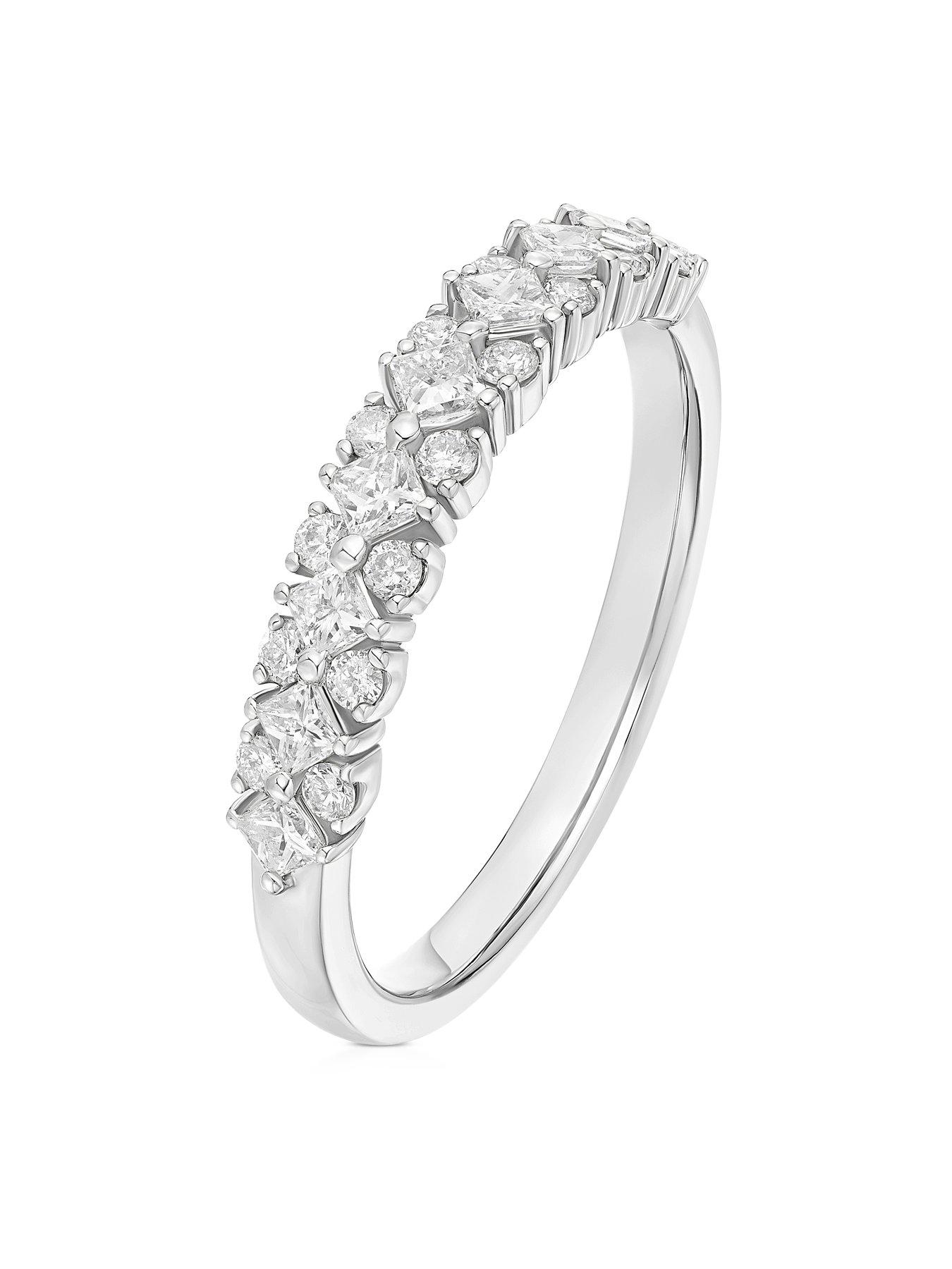 Image 2 of 3 of Ernest Jones Princess &amp; Round Eternity 0.50Ct Diamond Ring - Platinum