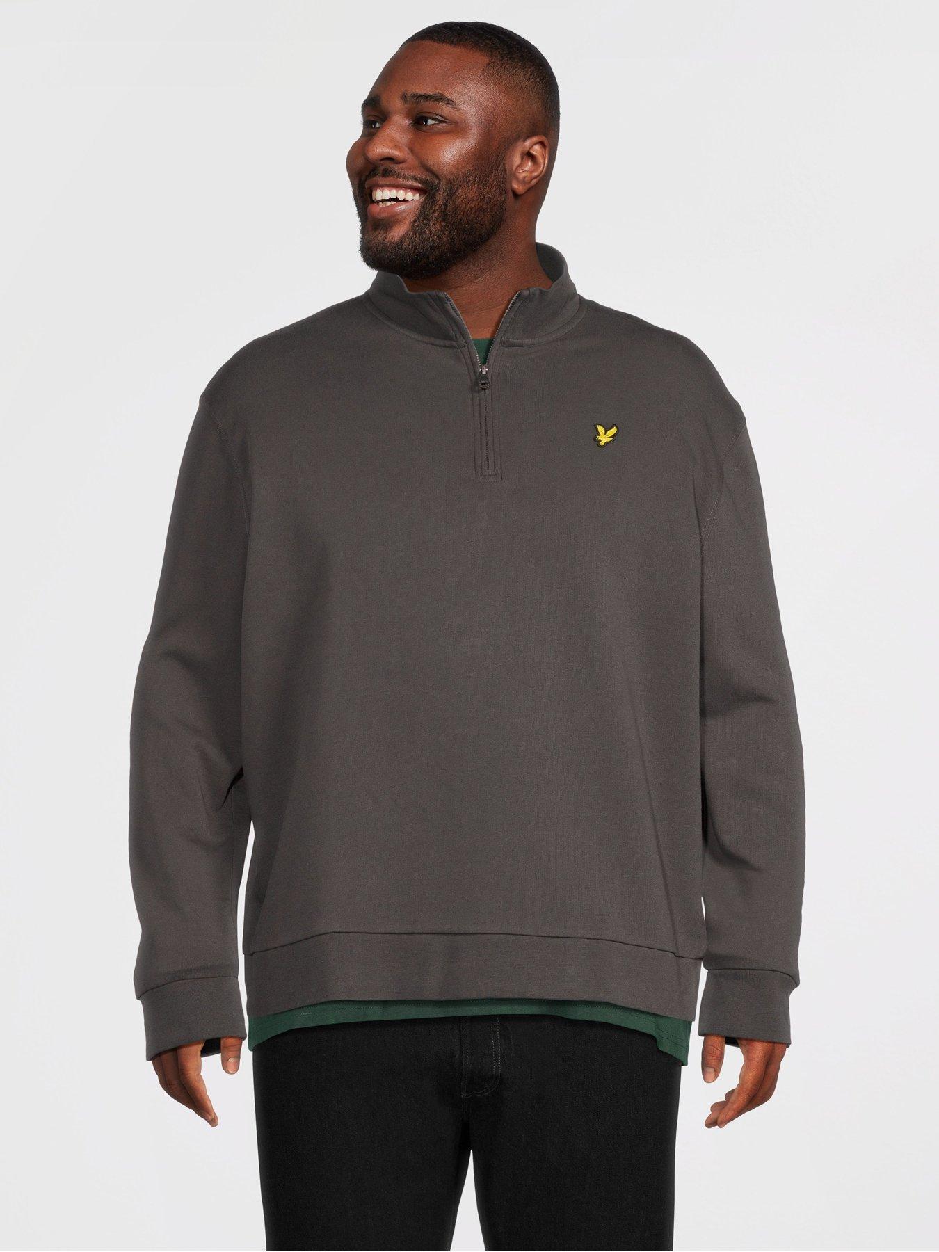  image of lyle-scott-big-tall-loopback-quarter-zip-sweatshirt-grey