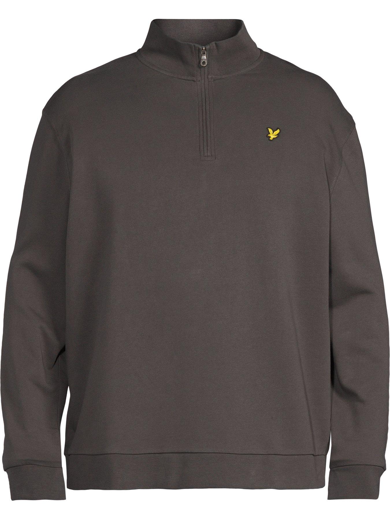  image of lyle-scott-big-tall-loopback-quarter-zip-sweatshirt-grey