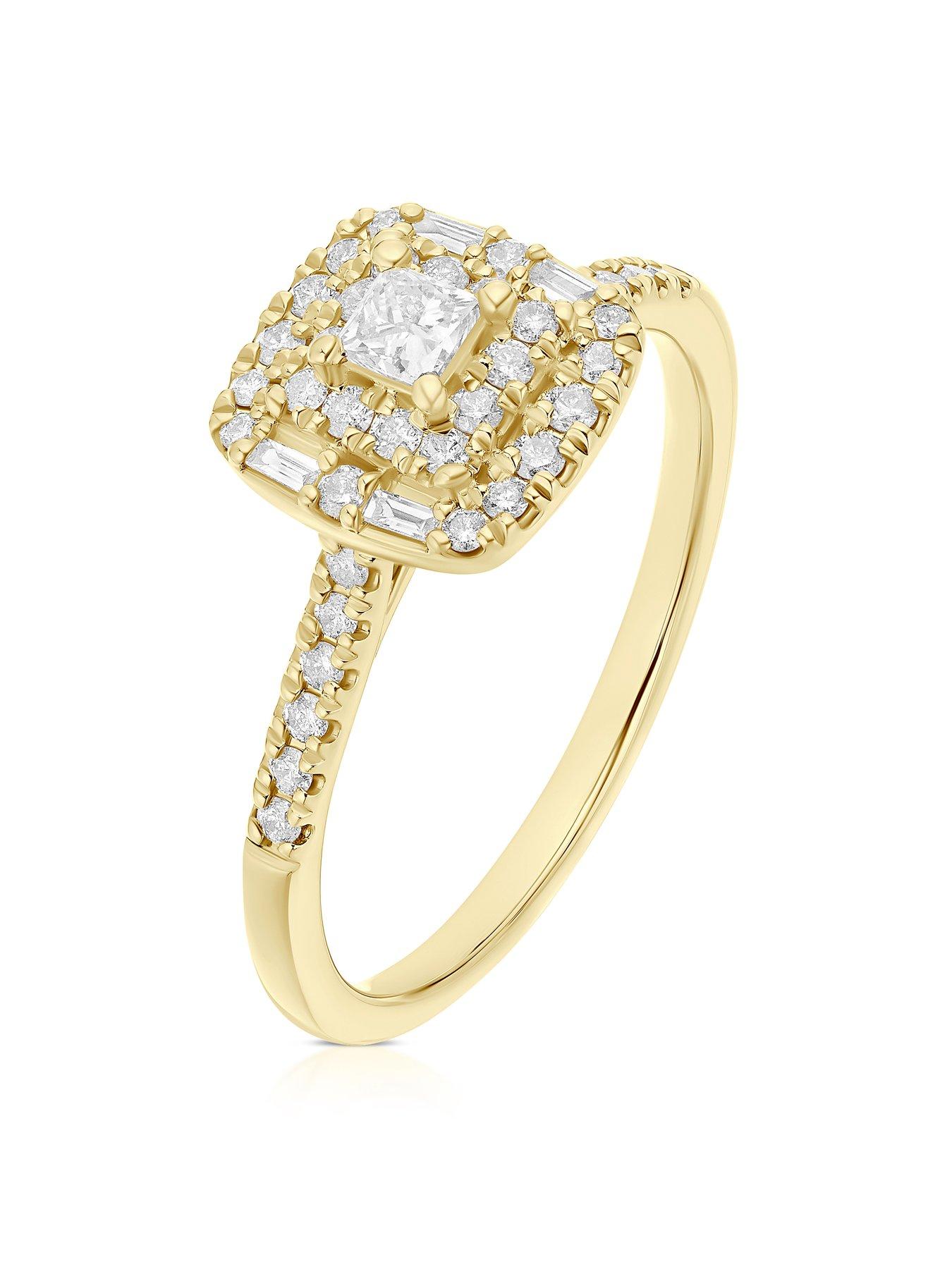 Image 2 of 3 of H. Samuel 9Ct Cushion Shaped Double Halo 0.40Ct Diamond Ring - Gold