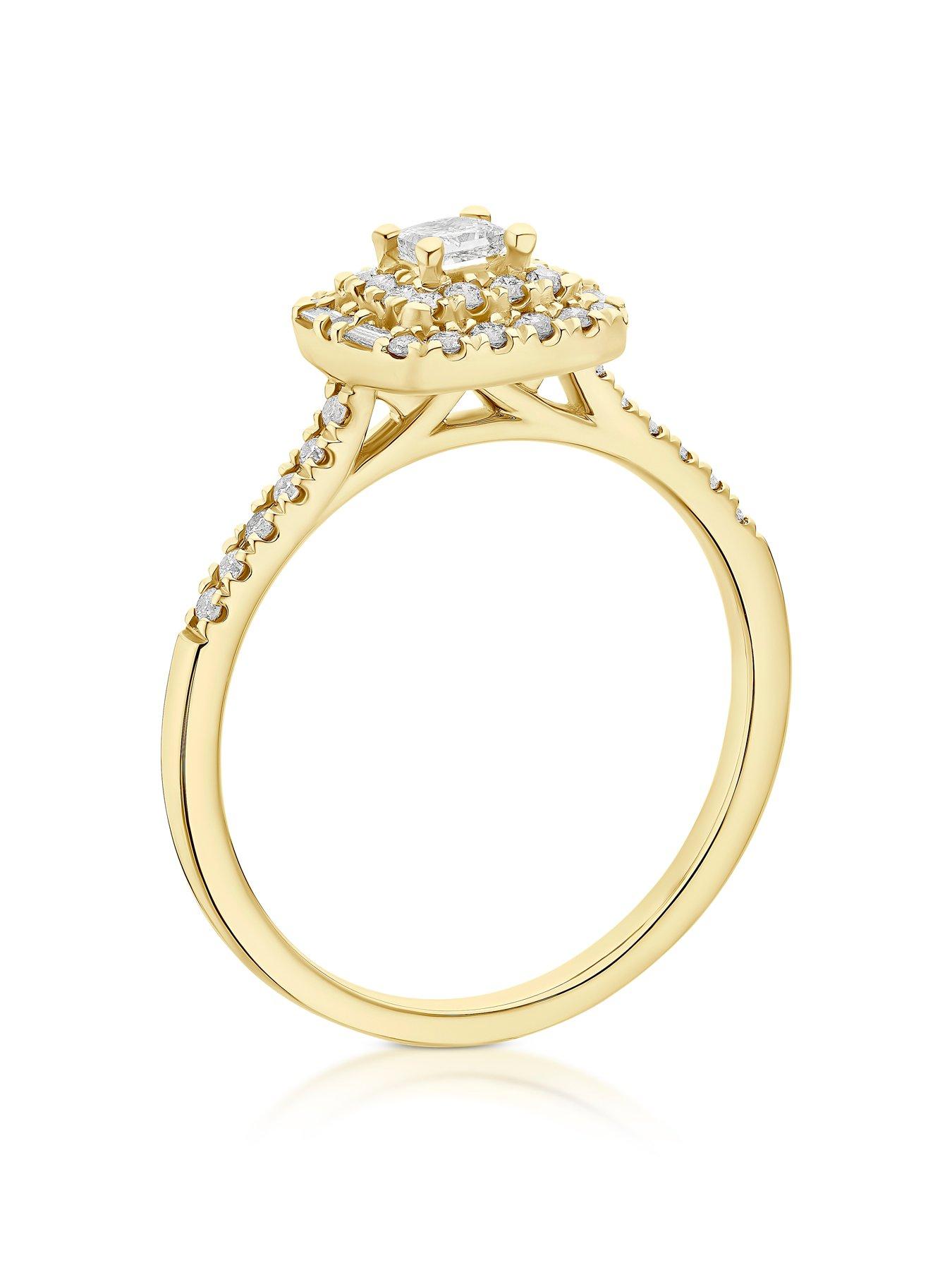 Image 3 of 3 of H. Samuel 9Ct Cushion Shaped Double Halo 0.40Ct Diamond Ring - Gold