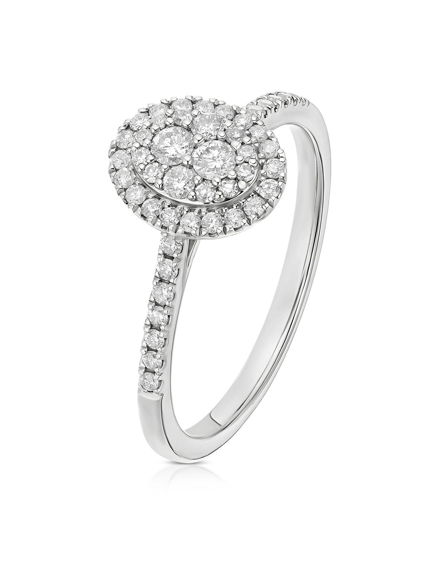  image of h-samuel-9ct-white-gold-oval-halo-033ct-diamond-ring