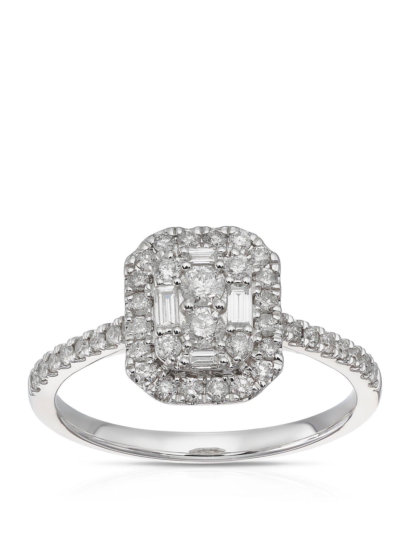 Image 1 of 3 of H. Samuel 9Ct Cluster Halo 0.50Ct Diamond Ring - White Gold