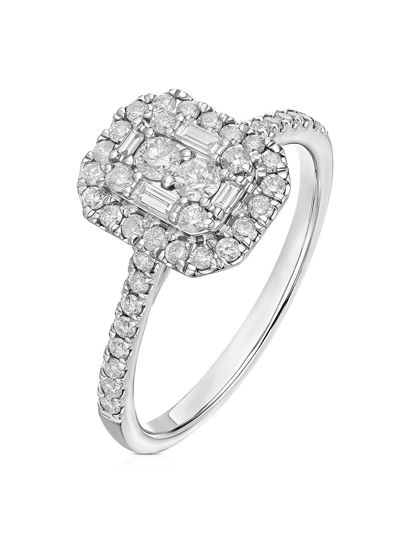 Image 2 of 3 of H. Samuel 9Ct Cluster Halo 0.50Ct Diamond Ring - White Gold