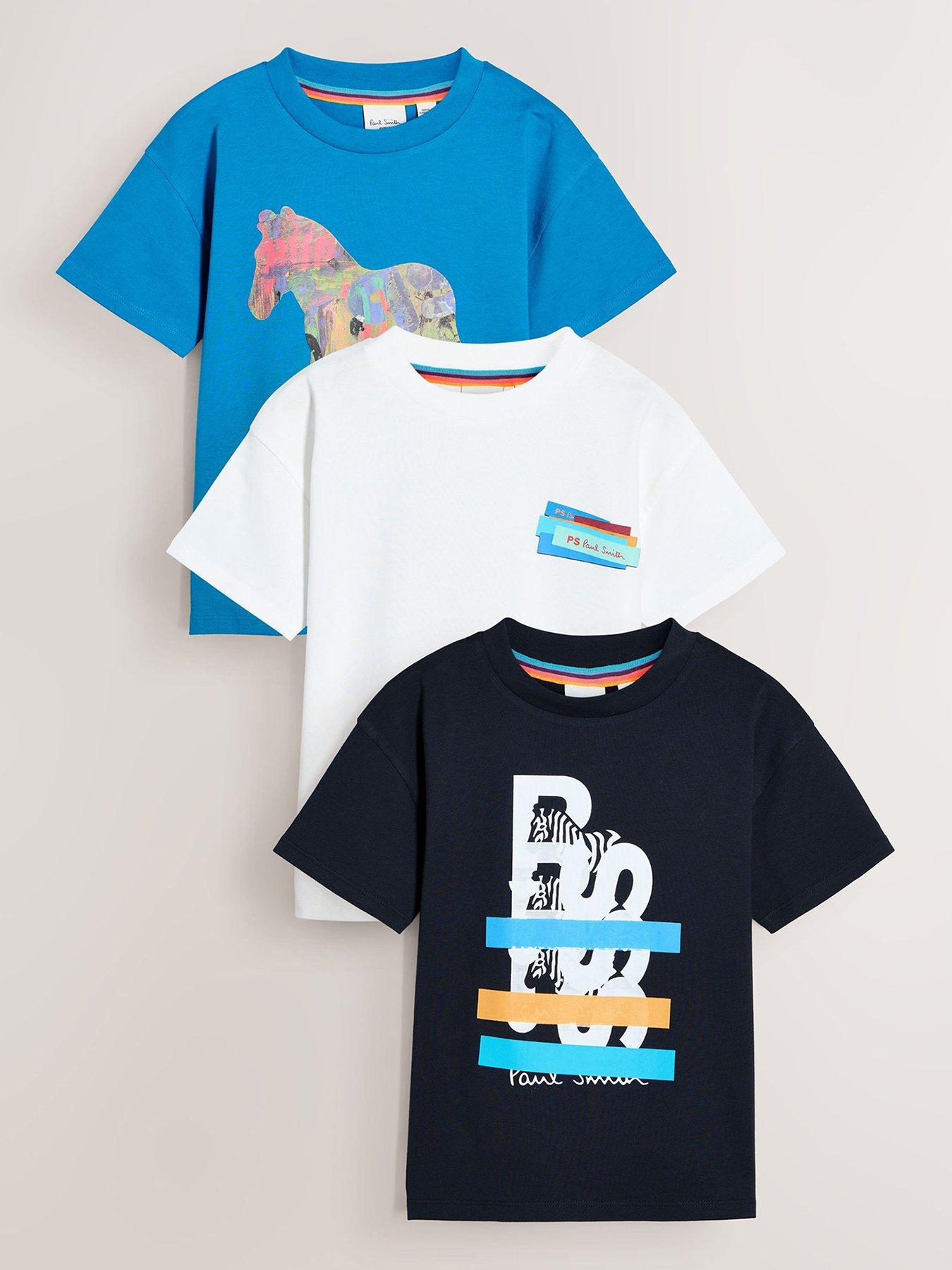 Image 1 of 6 of Paul Smith Junior Boys 3 Pack Graphic Zebra T-Shirts - Multi
