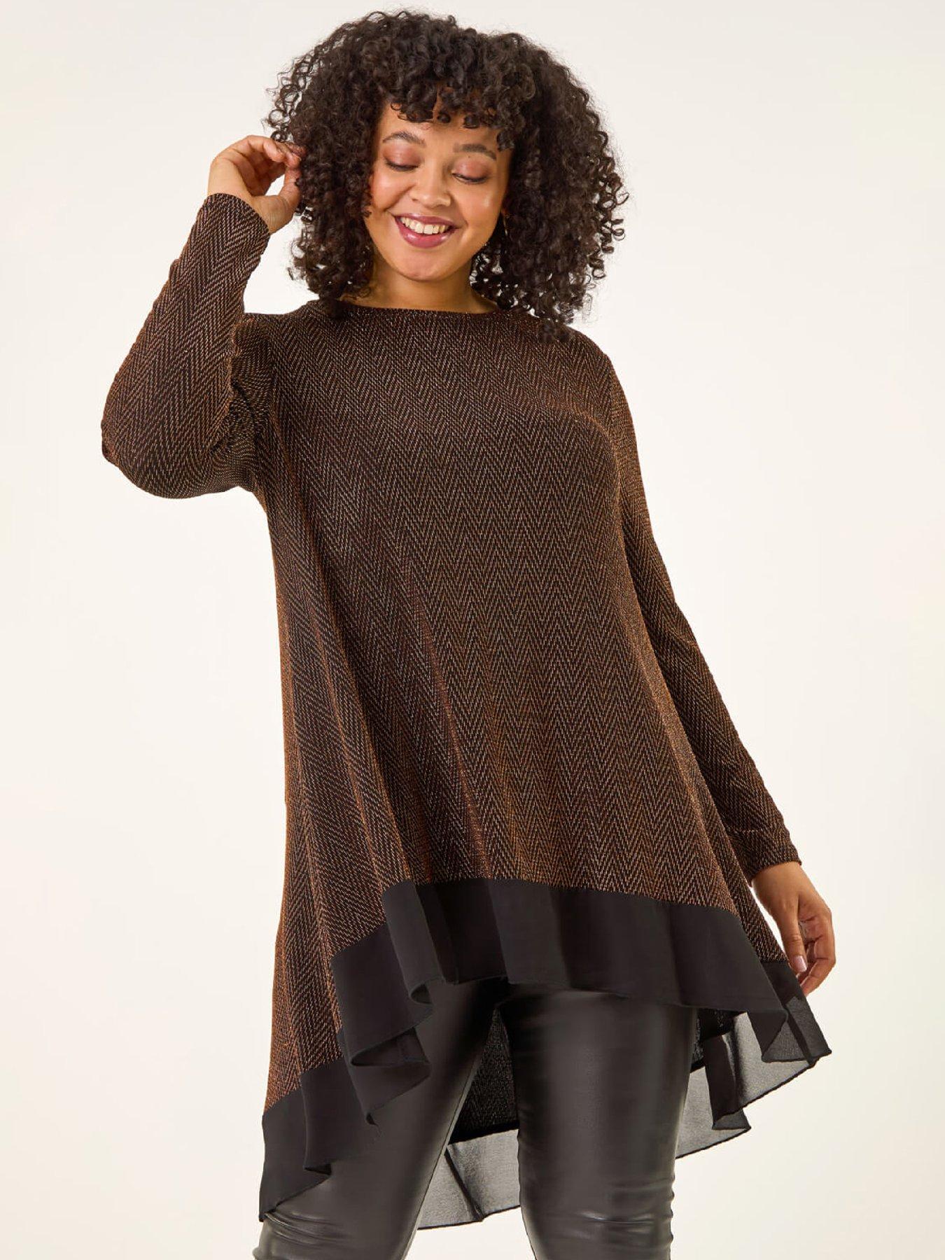roman-curve-glitter-chiffon-hem-tunic-top-bronze