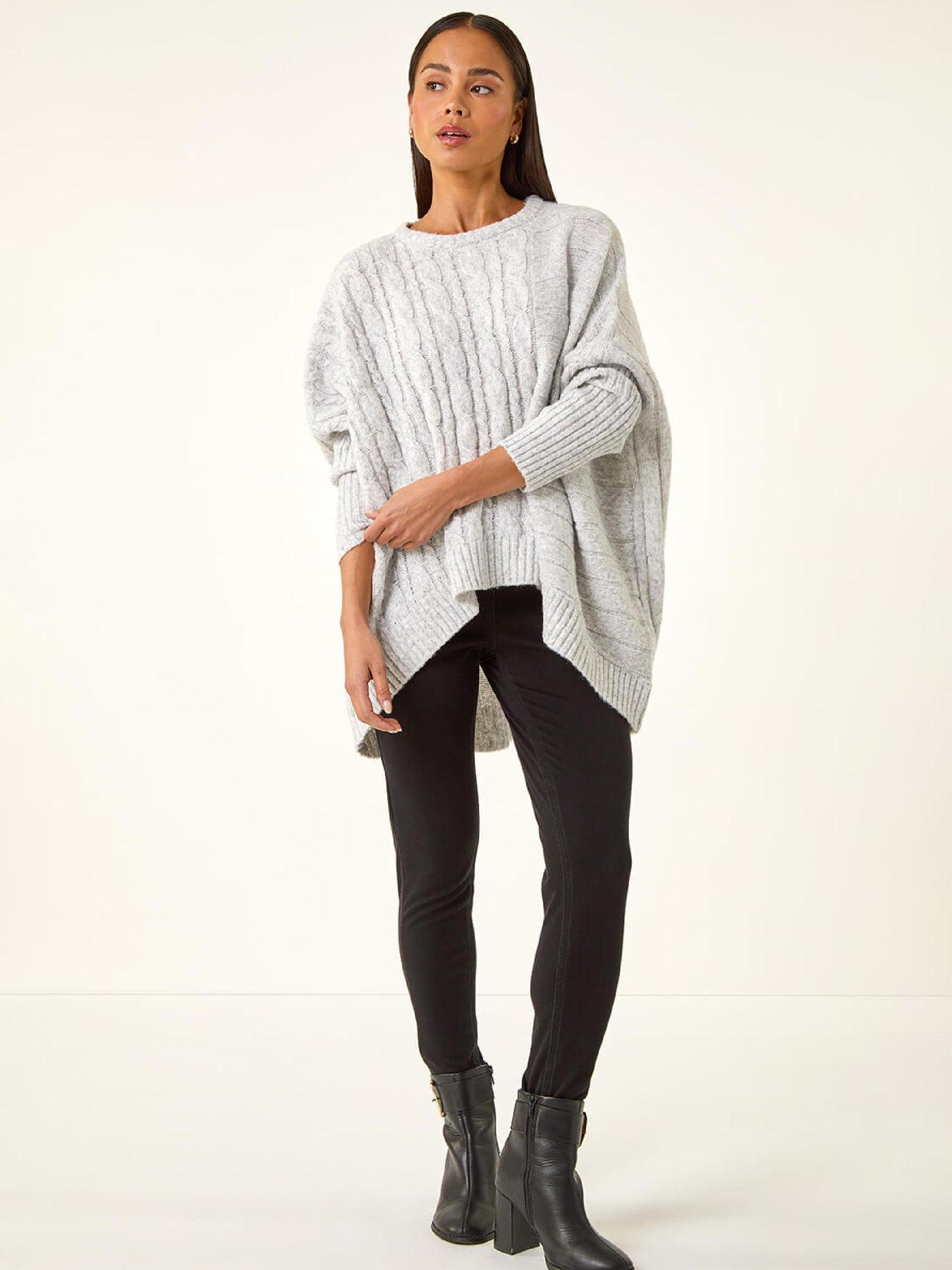 Image 3 of 5 of Roman Petite Contrast Cable Knit Jumper - Grey