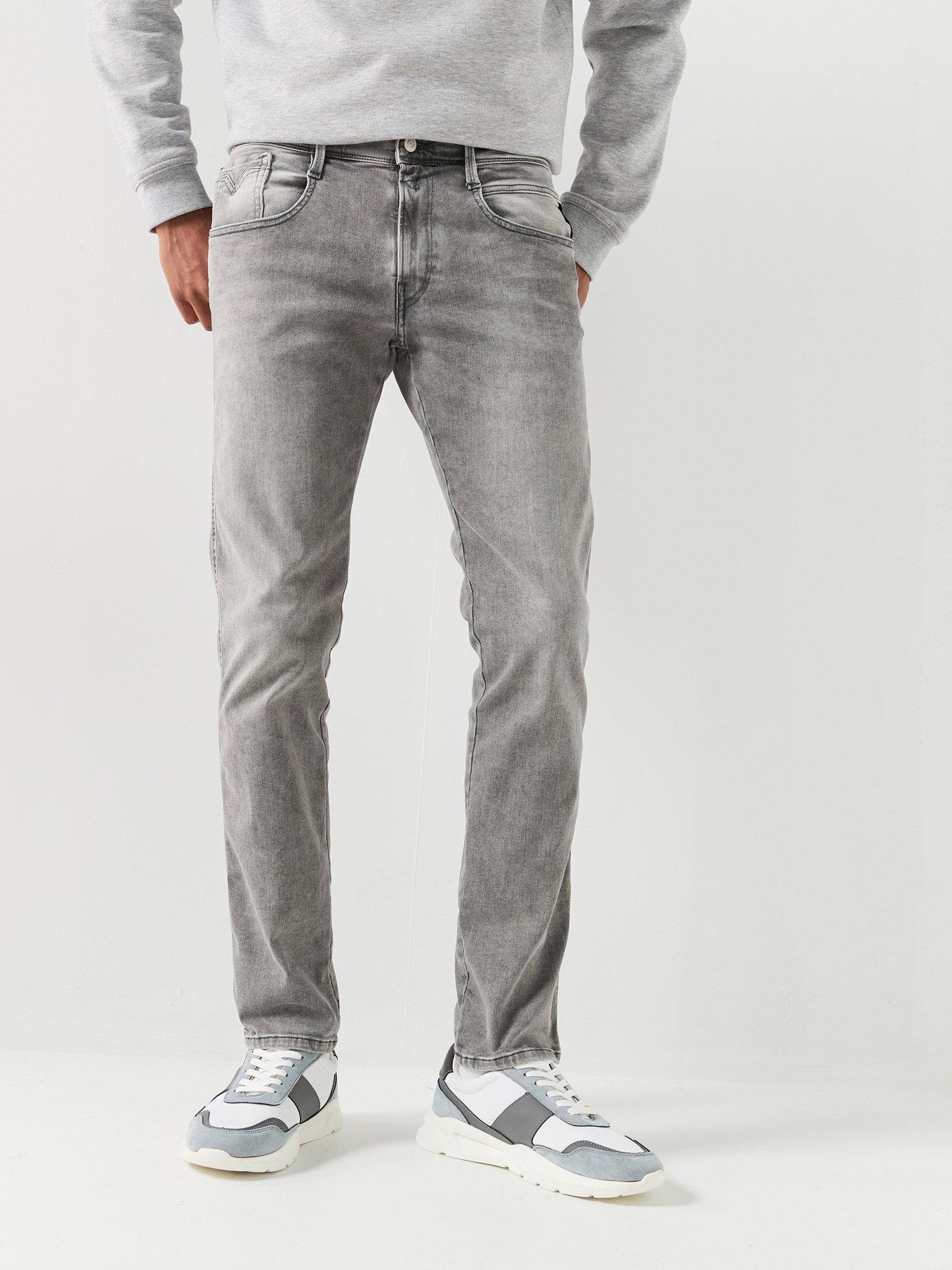  image of replay-anbass-slim-hyperflex-jeans-grey